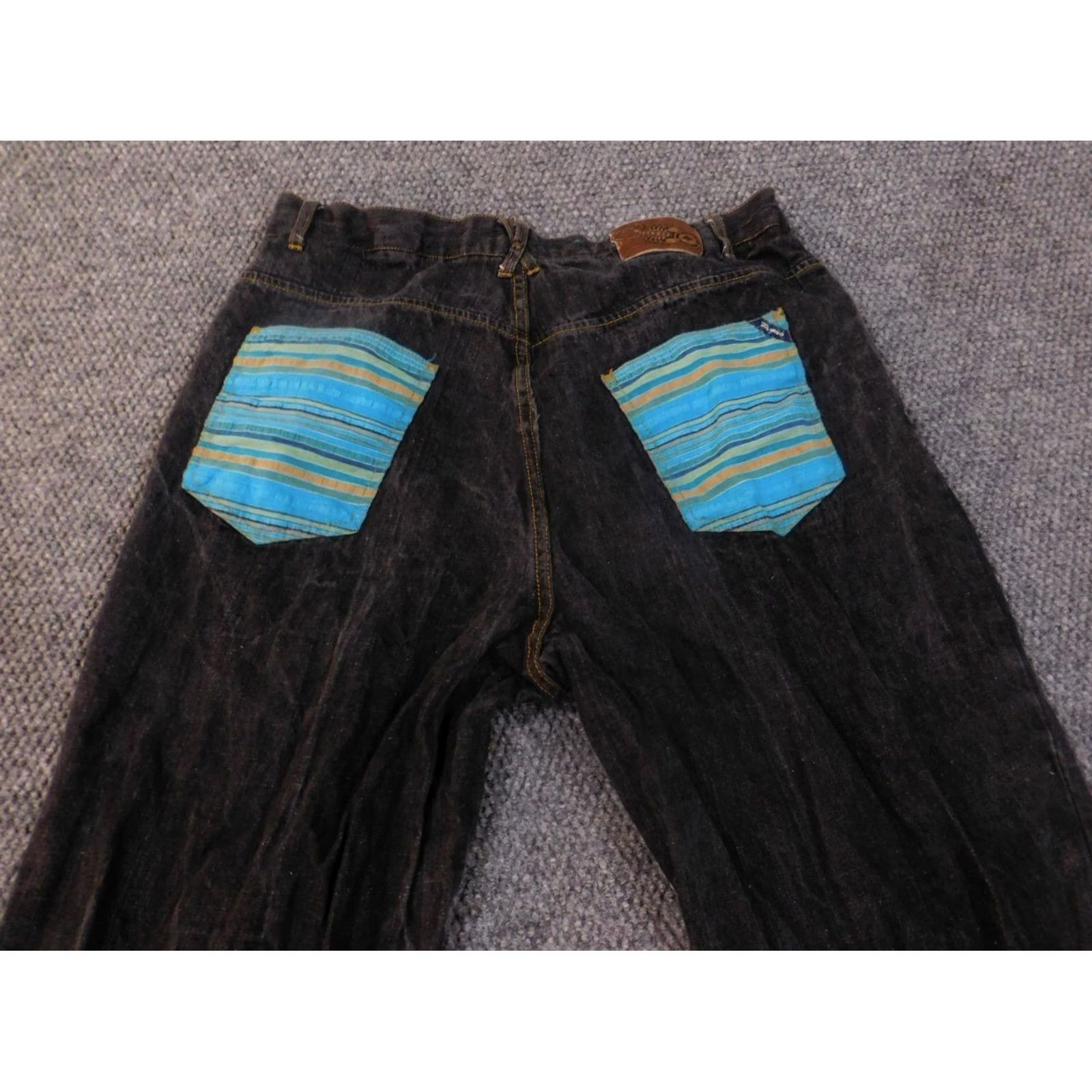 Etro VINTAGE LRG Jeans 40 Black Men Hip Hop Baggy Straight Denim Zipper 32 Inseam Mid Rise Cotton Regal Vintage Theme Mens Size US 40 / EU 56 - 7 Thumbnail