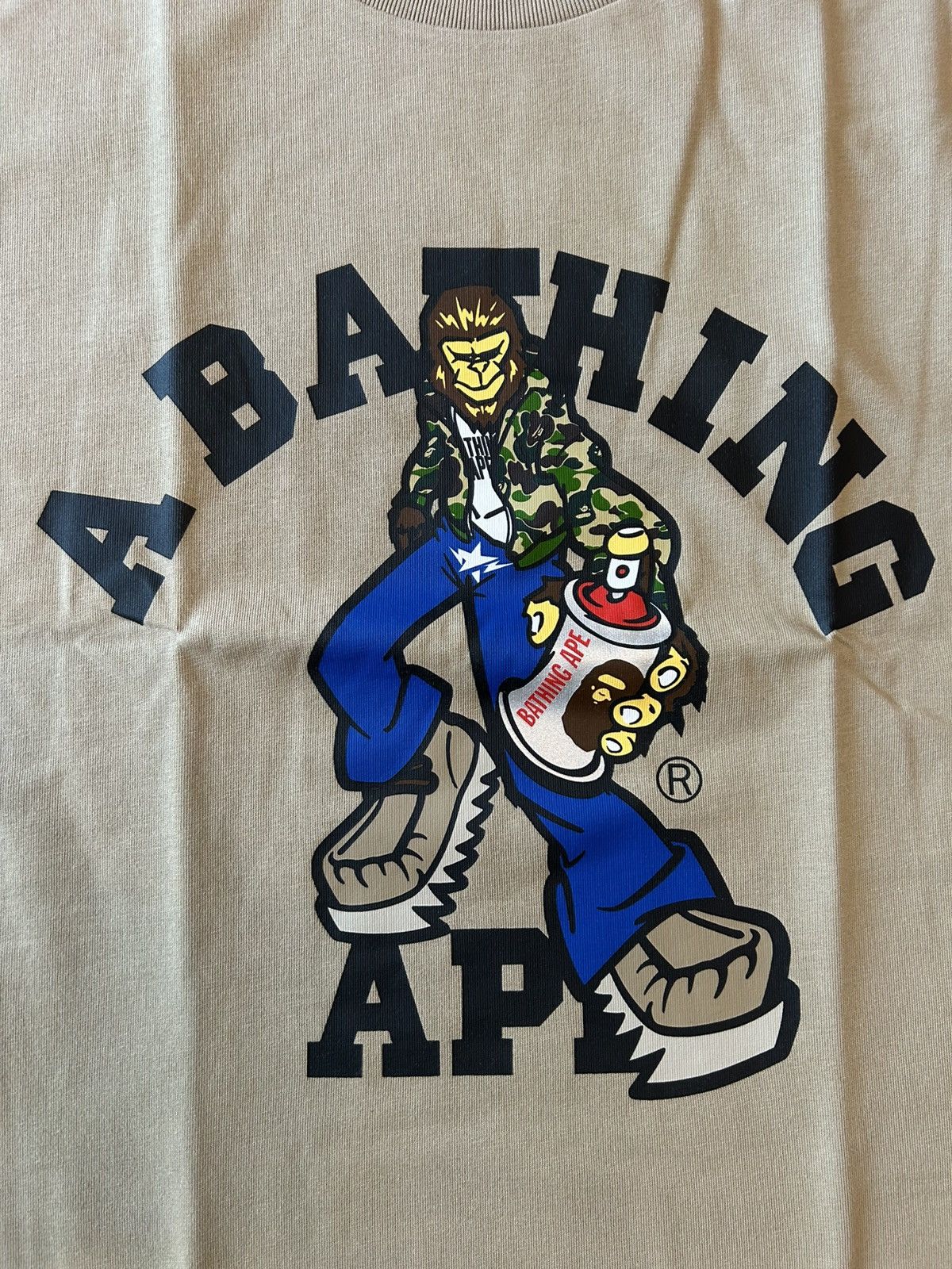 Bape NEW Bape Beige Graffiti Logo Tee Size US M / EU 48-50 / 2 - 3 Thumbnail