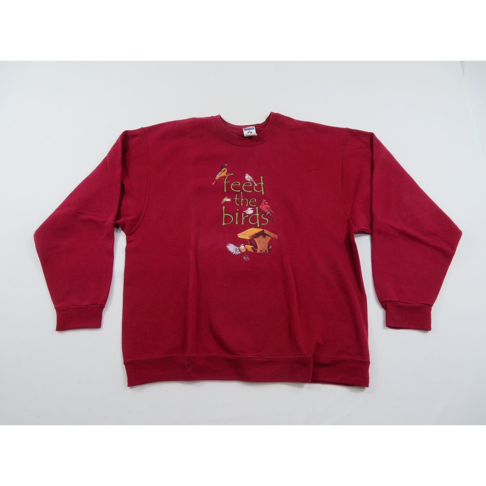 Jerzees Feed The Birds Sweatshirt, Maroon Red, Jerzees Sz XL 1990s Size US XL / EU 56 / 4 - 1 Thumbnail