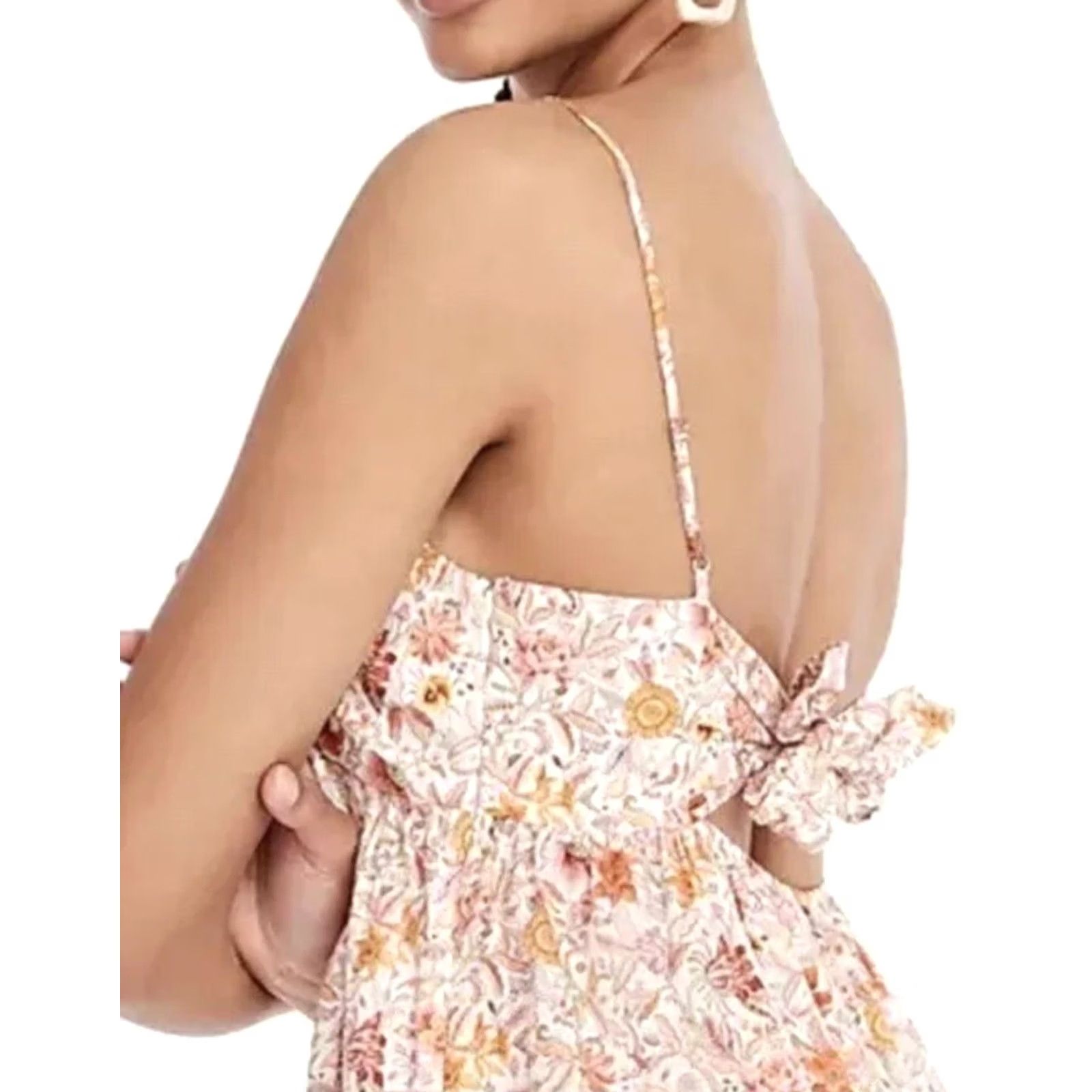 J.Crew J.Crew Floral Midi Dress Liberty Garden of Life Fabric Women's 2 A-Line Sleeveless Square Neck Multicolor 100% Cotton Tiered Ruffle Zip Knitted? Size XS / US 0-2 / IT 36-38 - 4 Thumbnail