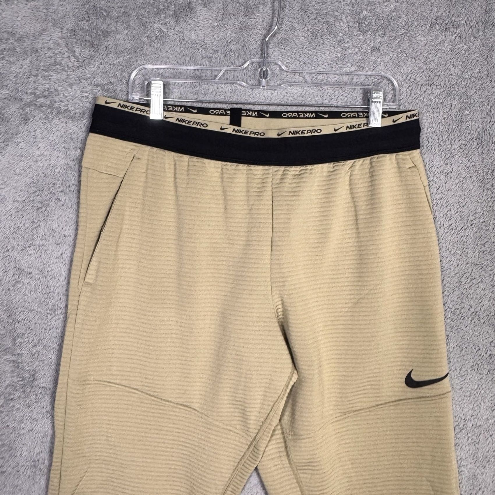 Nike Nike Pro Dri-Fit Fleece Fitness Pants Mens L Ribbed Sweatpants DV9910-247 Size US 33 - 3 Thumbnail