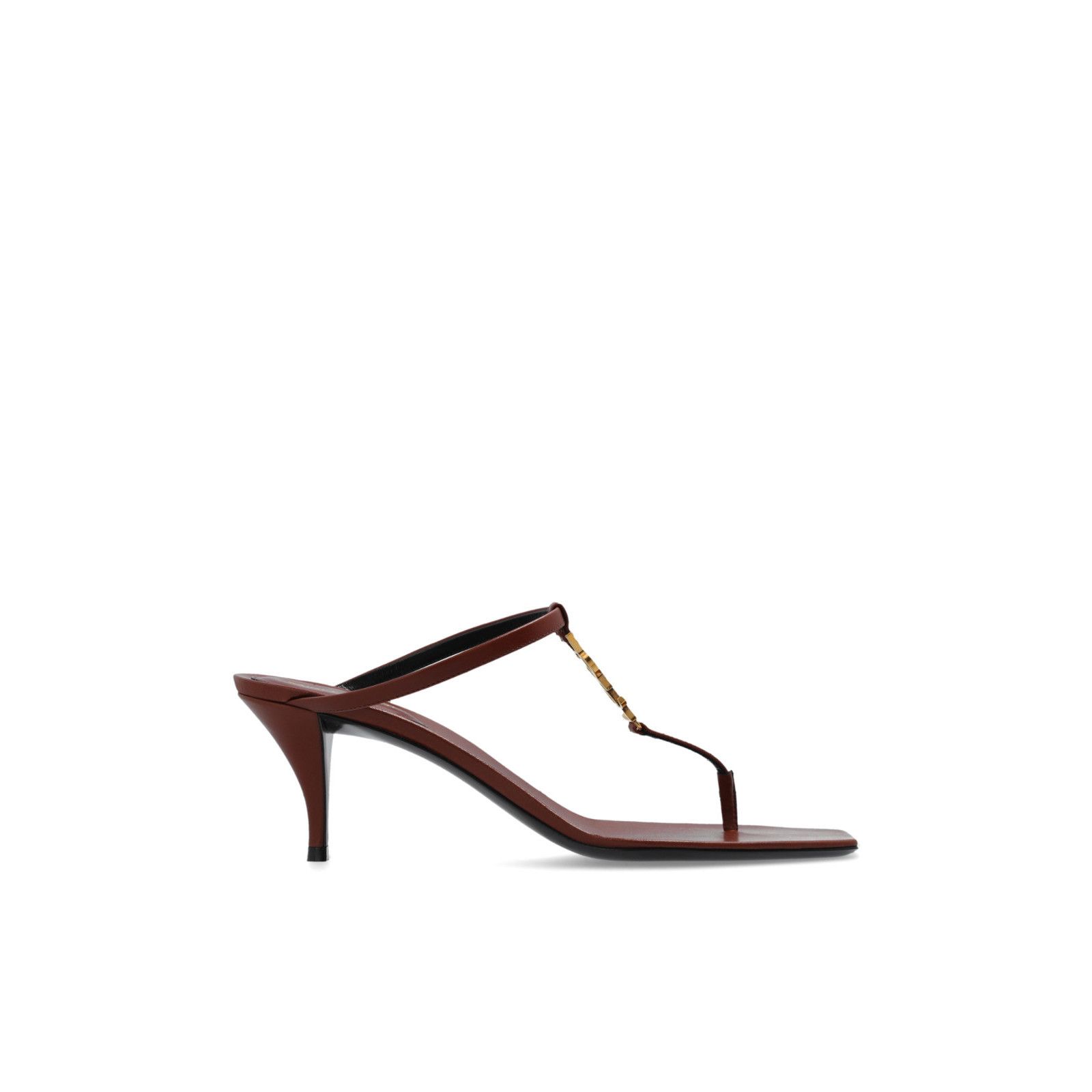 SAINT LAURENT Cassandra $1050 Cigar 50mm Sandals New & Authe