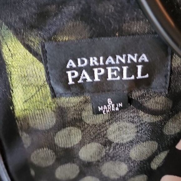 Adrianna Papell Adrianna Papell Black Polka Dots Uniquely Made Sleeve(s) Lin Size M / US 6-8 / IT 42-44 - 3 Thumbnail