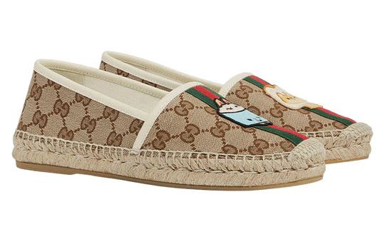 image of Gucci GG Web Animal Patch Espadrilles Size 38.5 in Beige, Women's