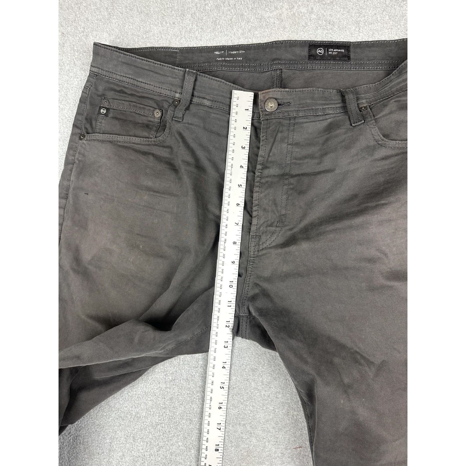 Vintage AG Tellis Jeans Mens 40x31 Slim Modern Charcoal Gray Denim Pants Casual Slim Fit Pocketed Belt Loops Zip Fly Size US 40 / EU 56 - 5 Thumbnail
