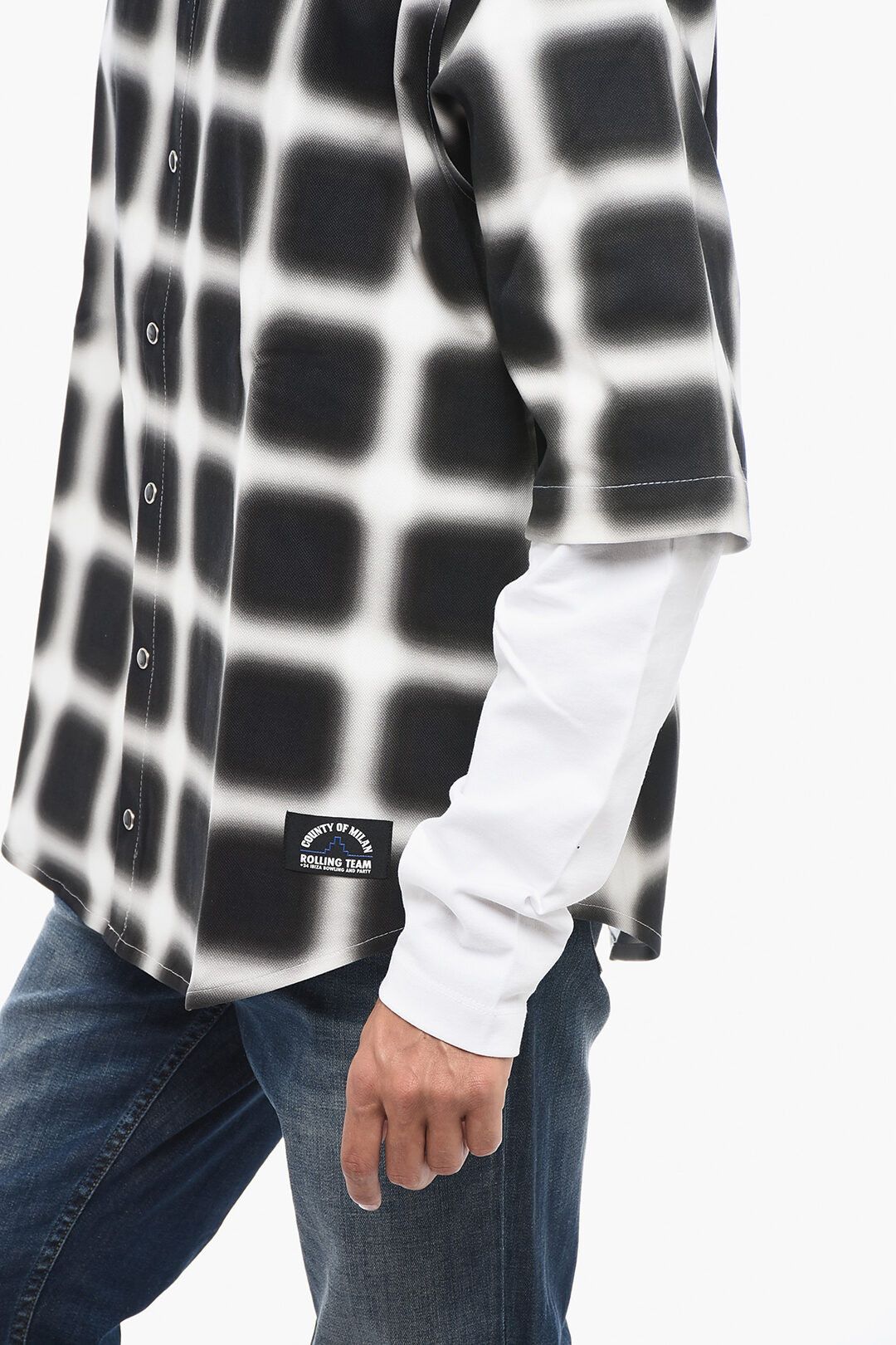 Marcelo Burlon og1mm0824 Check Cotton Shirt in Black White Size US XL / EU 56 / 4 - 3 Thumbnail