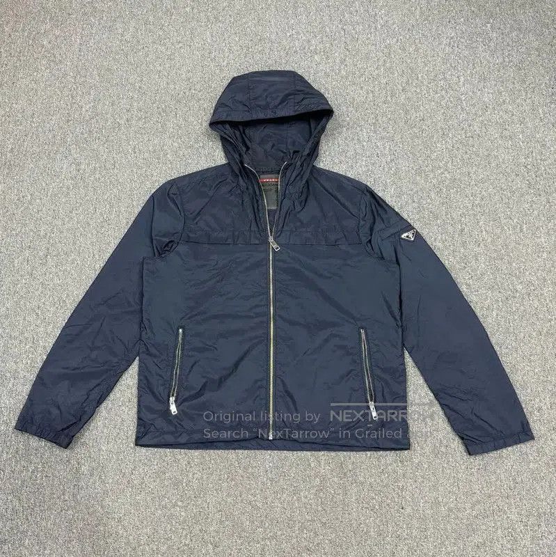 Prada Prada Men's Blue Polyester Hooded Jacket. Size US L / EU 52-54 / 3 - 1 Thumbnail