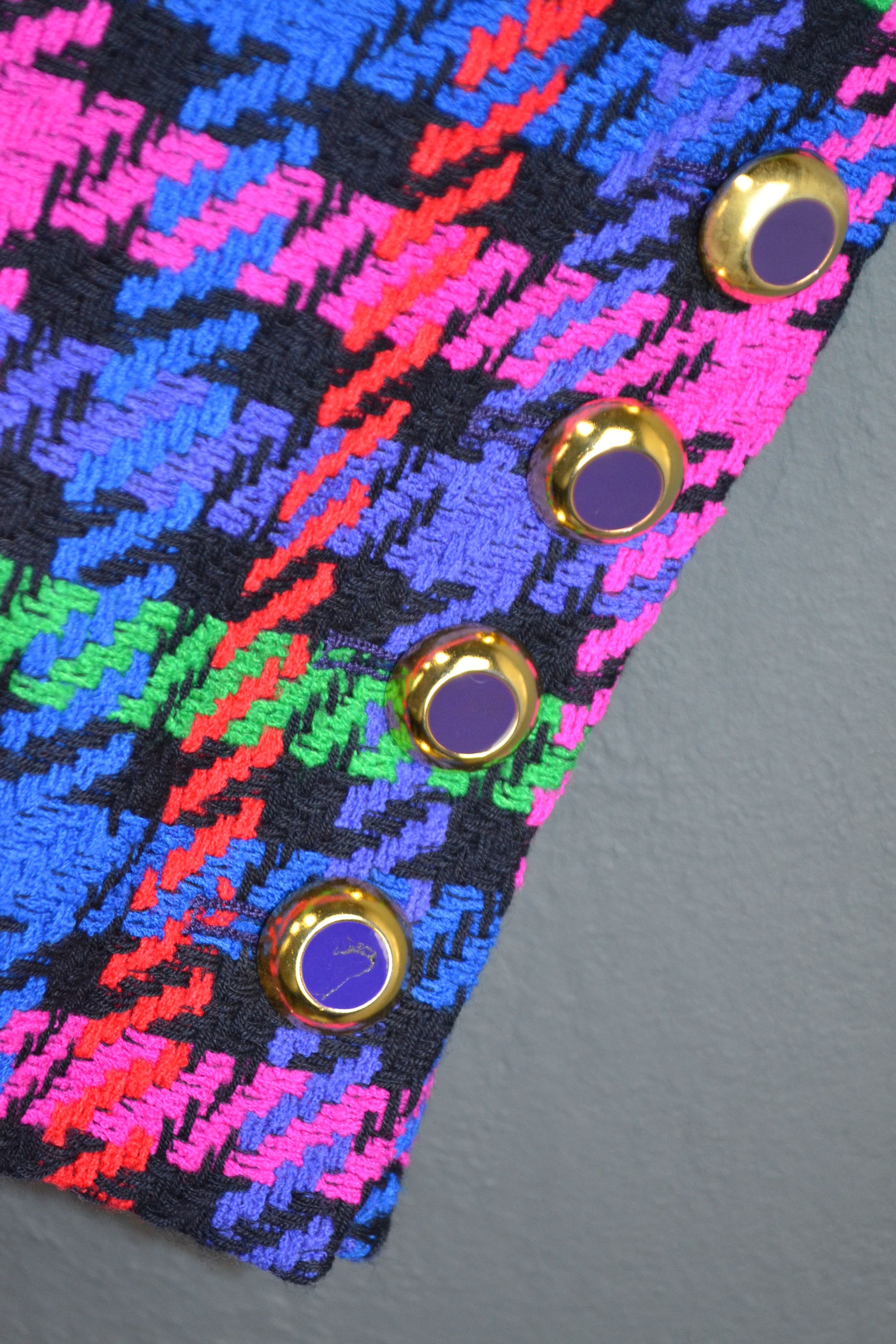 Escada Escada 80s Suit Blazer Skirt Jewel Plaid Tweed Jacket 34 Size XS / US 0-2 / IT 36-38 - 12 Thumbnail
