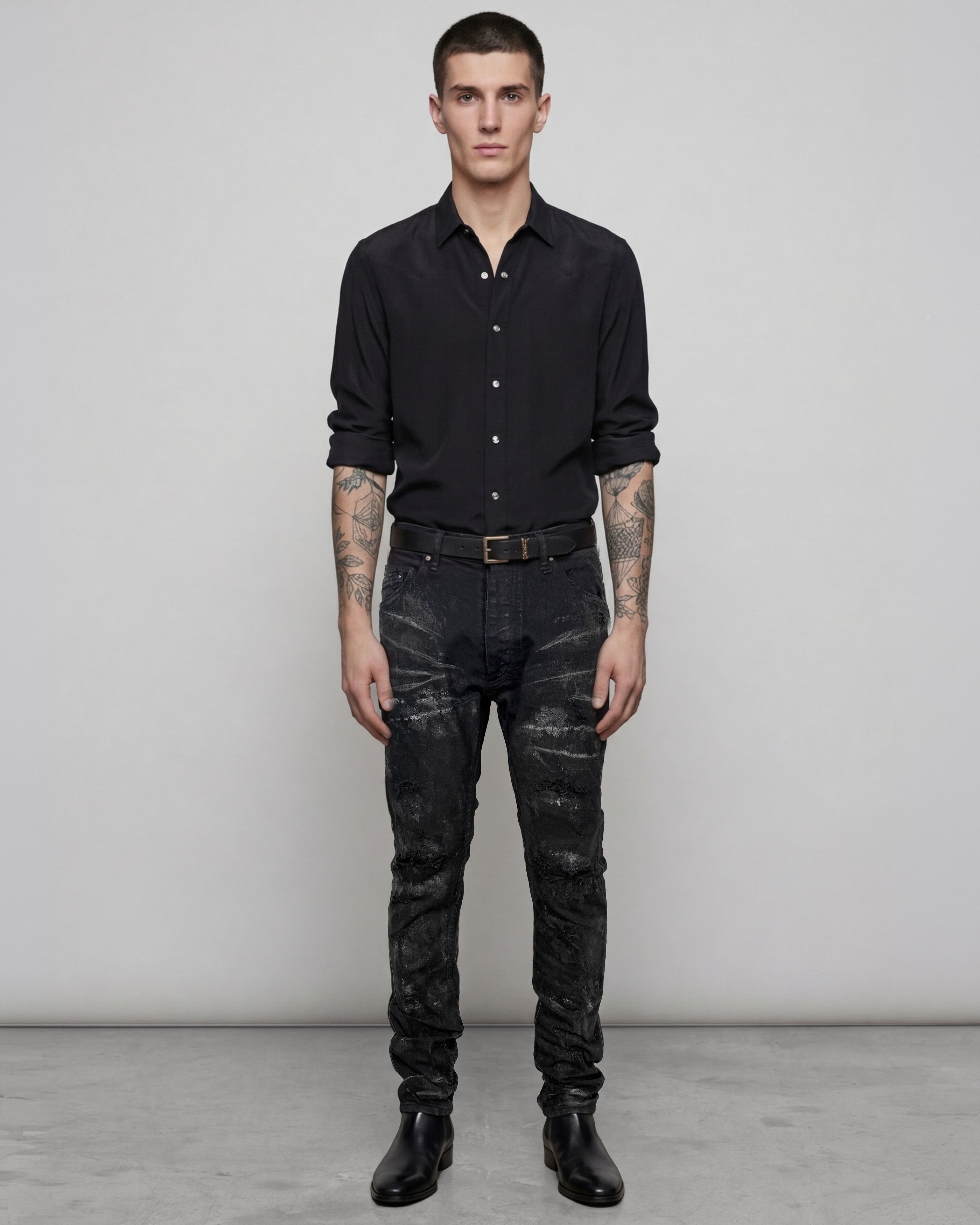 Fagassent Toshiki Aoki Ripped distressed coatedartisanal denim Size US 33 - 15 Thumbnail