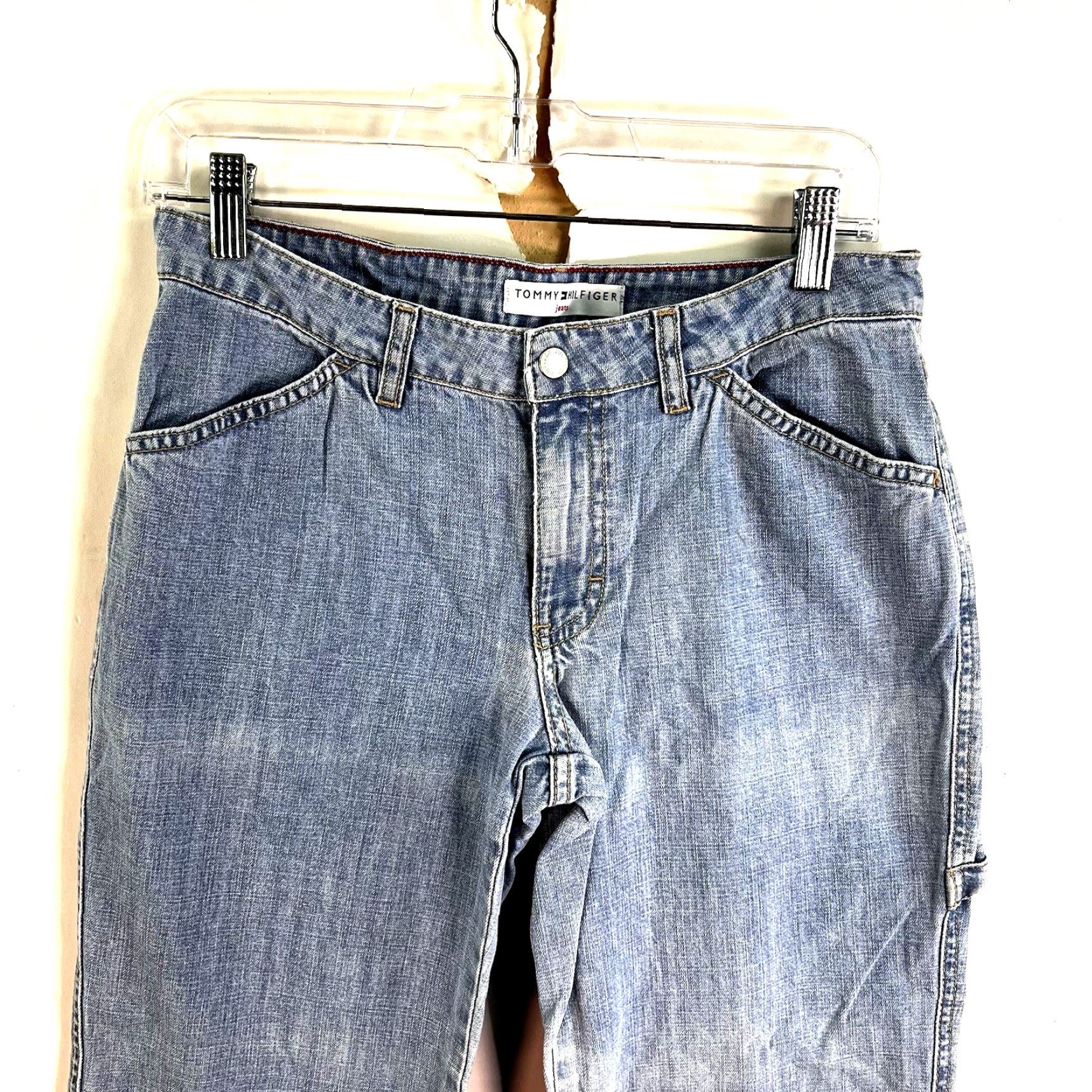 Tommy Hilfiger VINTAGE Tommy Hilfiger Carpenter Capri Denim Jeans Womens 4 Flag Pocket Streetwear Capris Size 27" / US 4 / IT 40 - 2 Thumbnail