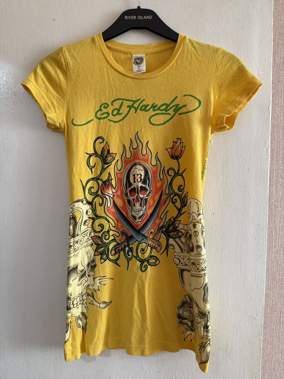 Ed Hardy Vintage Ed Hardy Womens T-Shirt Skull Flame Graphic Top Y2K Size S / US 4 / IT 40 - 1 Thumbnail