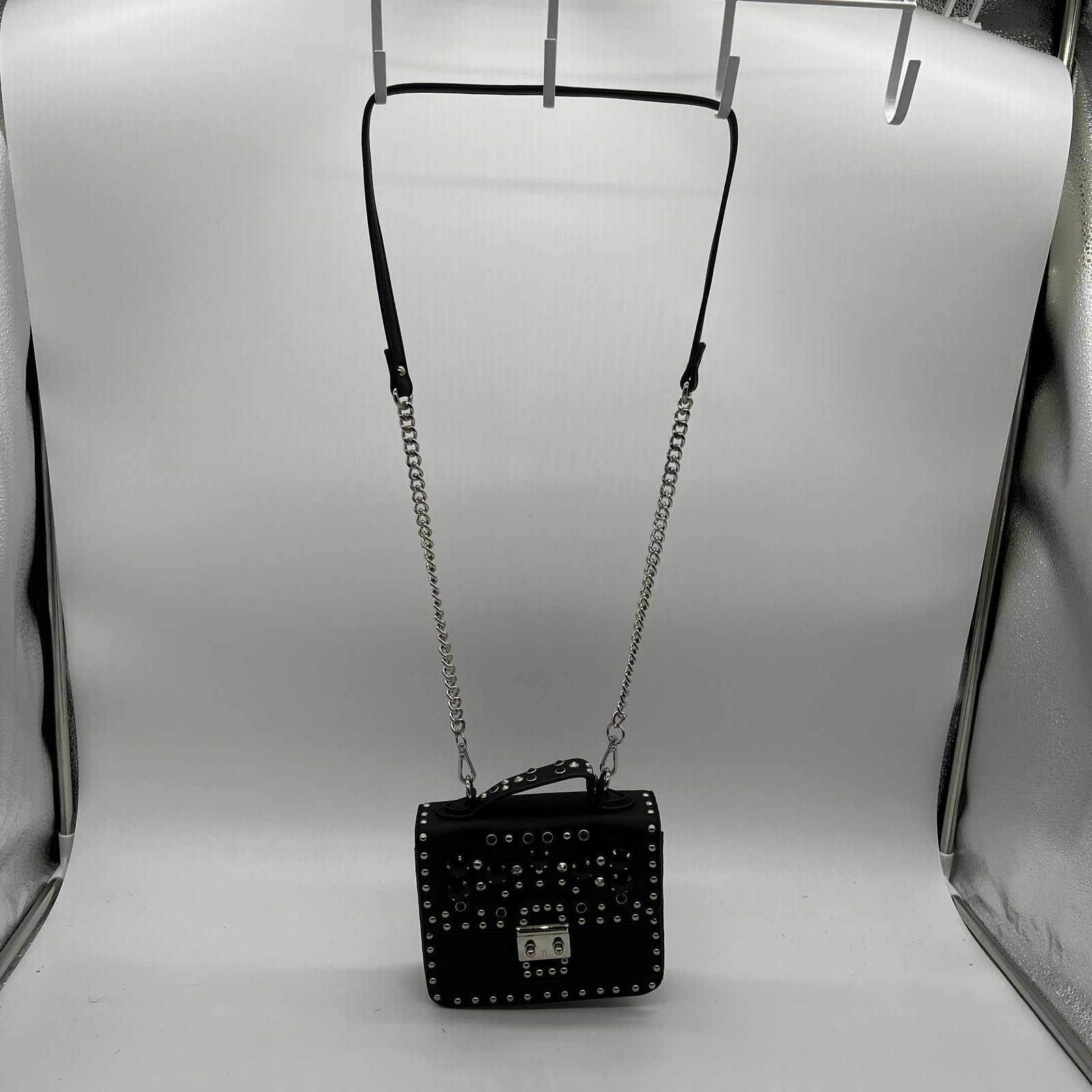 Other Womens Black Crossbody Bag Faux Leather with Chain Strap Size ONE SIZE - 15 Thumbnail