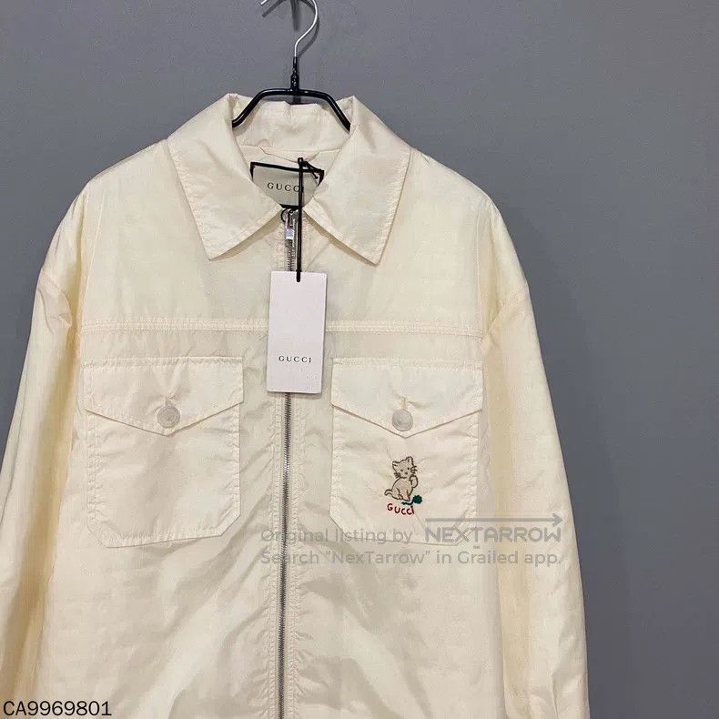 Gucci Gucci Milk-white kitten embroidered cotton jacket Size XS / US 0-2 / IT 36-38 - 3 Thumbnail