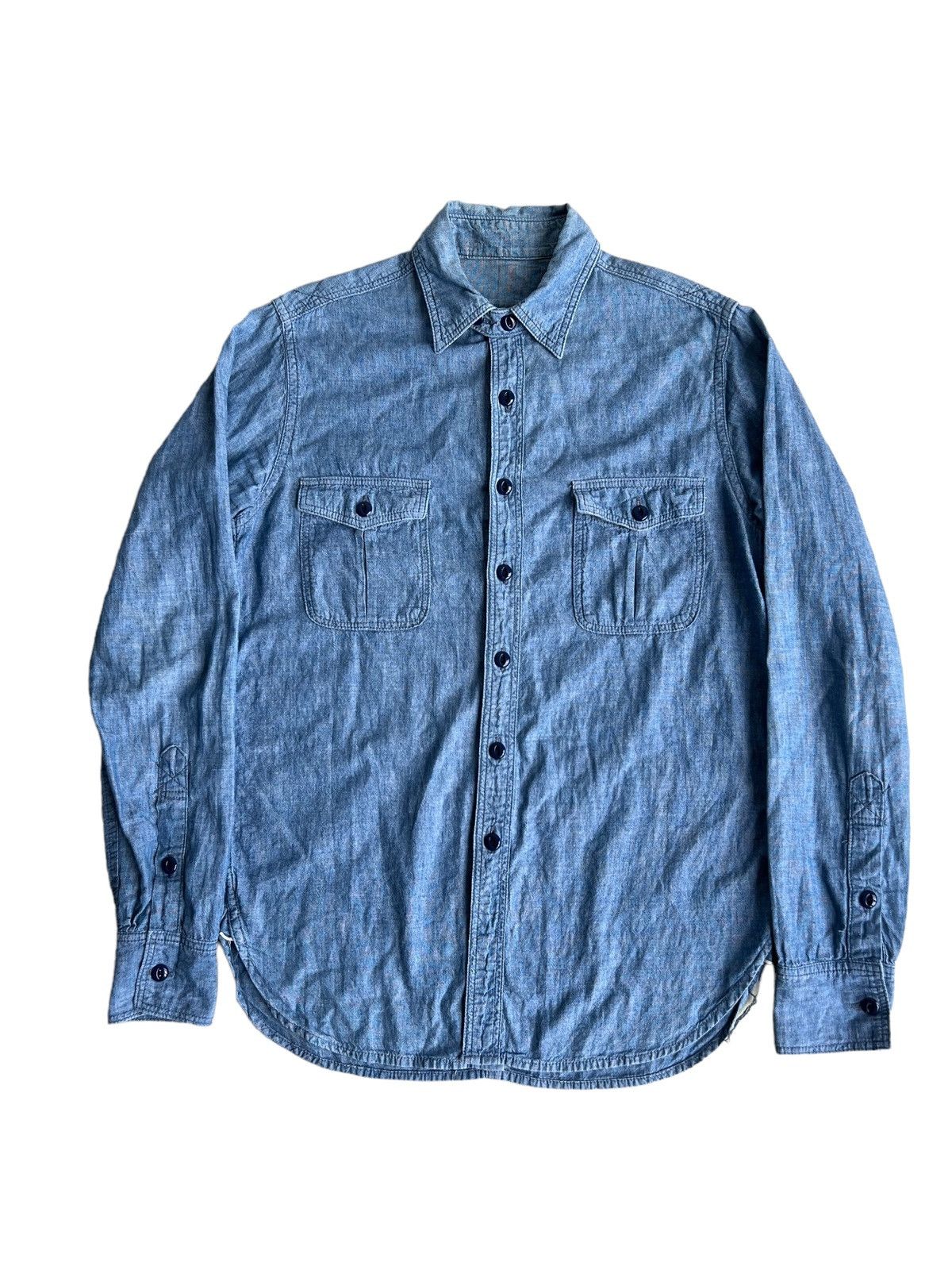 Buzz Rickson's Vintage 1960s Cat Eye Button Gussets Selvaged Chambray Shirt Size US S / EU 44-46 / 1 - 2 Thumbnail