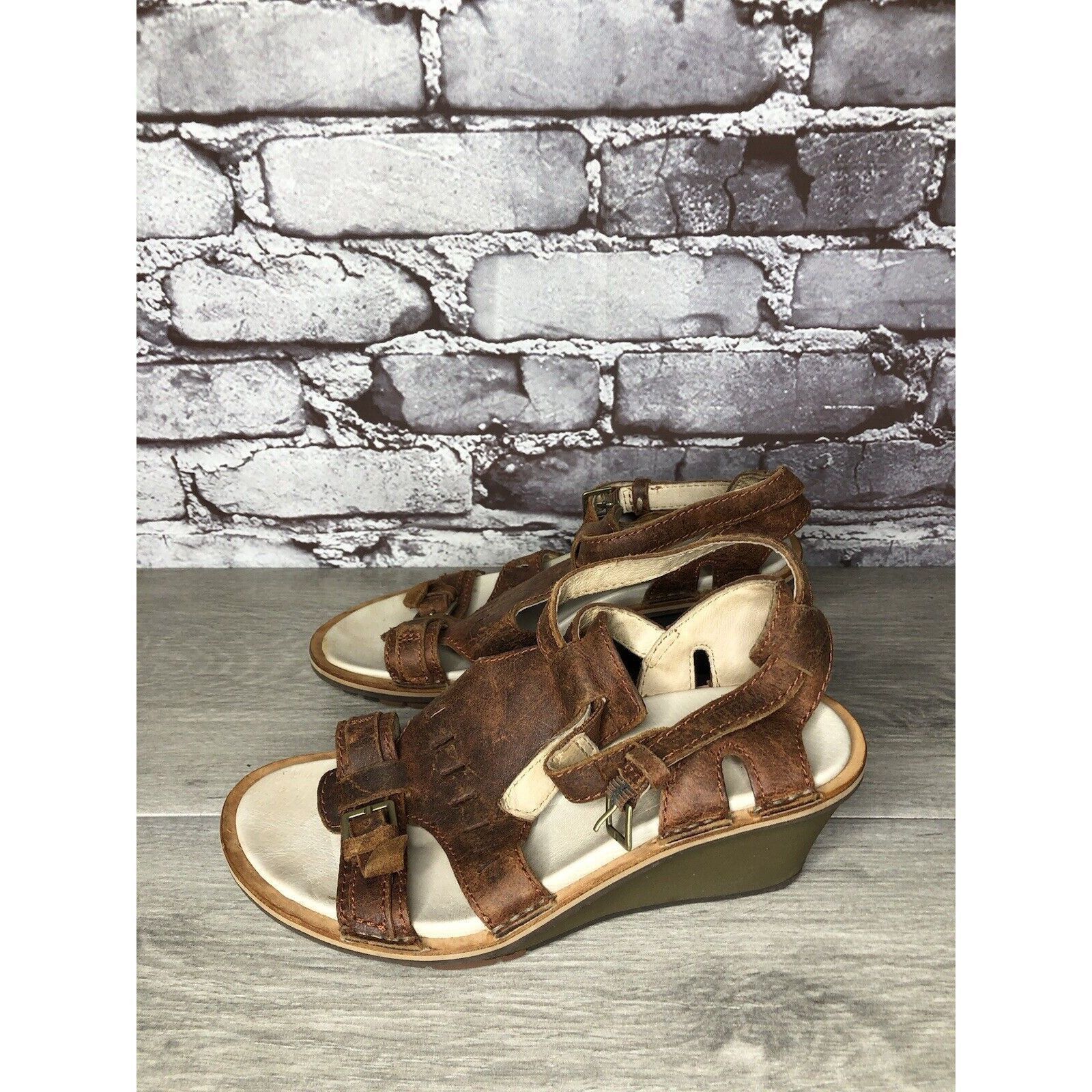 Merrell Merrell Sirah Prairie Brown Leather Wedge AnkleStrap Sandals Size US 7 / IT 37 - 20 Thumbnail