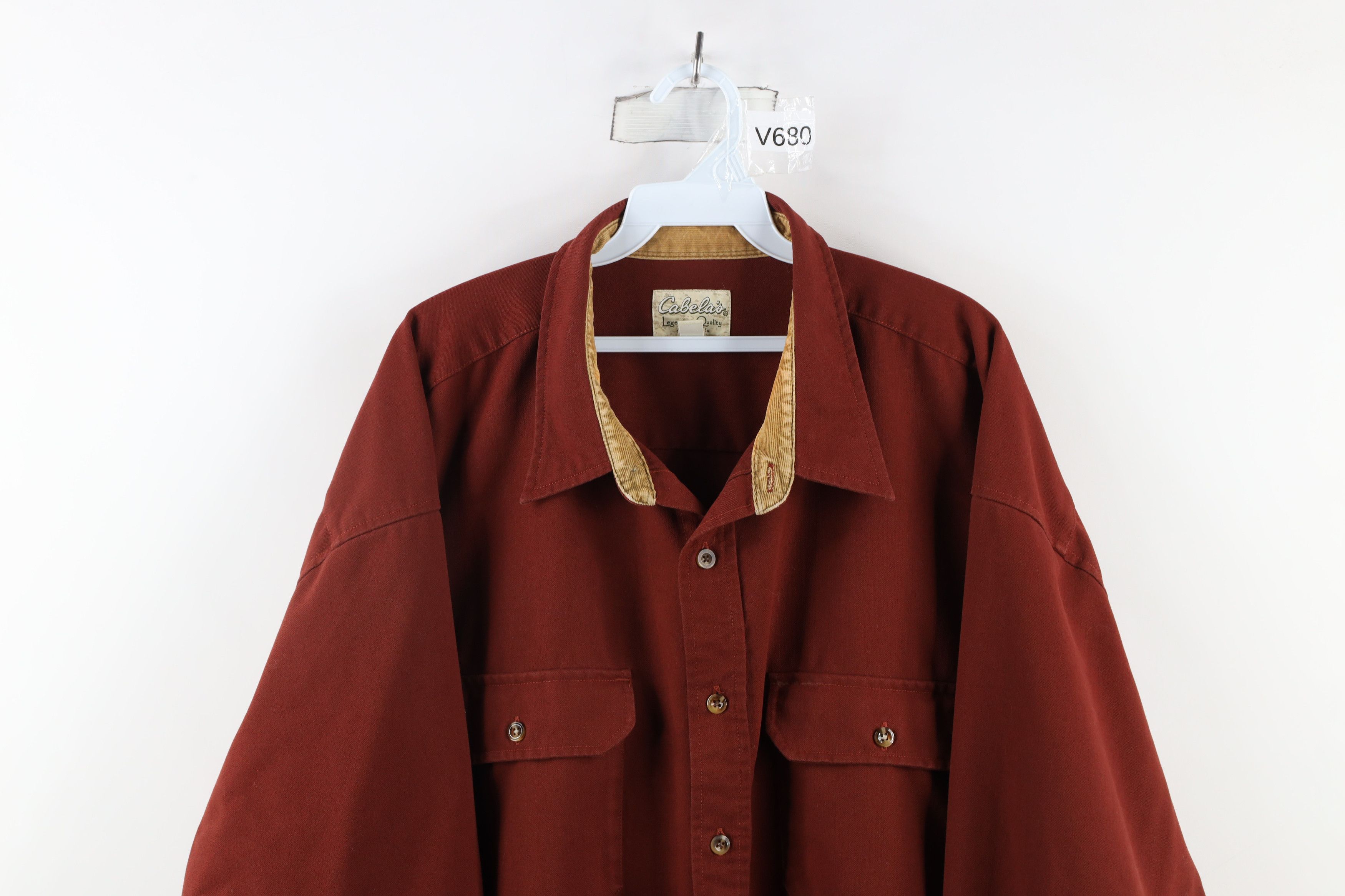 Cabelas × Vintage Vintage 90s Cabelas Heavyweight Collared Button Shirt Red Size US XXL / EU 58 / 5 - 2 Thumbnail