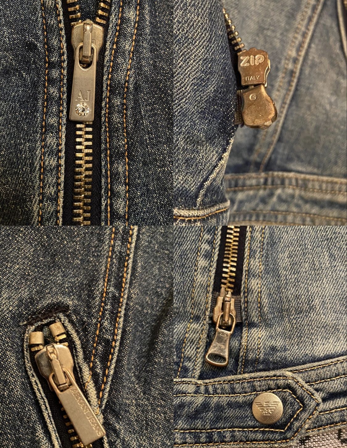 Armani × Vintage Vintage 90s Armani Distressed Denim Biker Jacket For Ladies Size S / US 4 / IT 40 - 10 Thumbnail