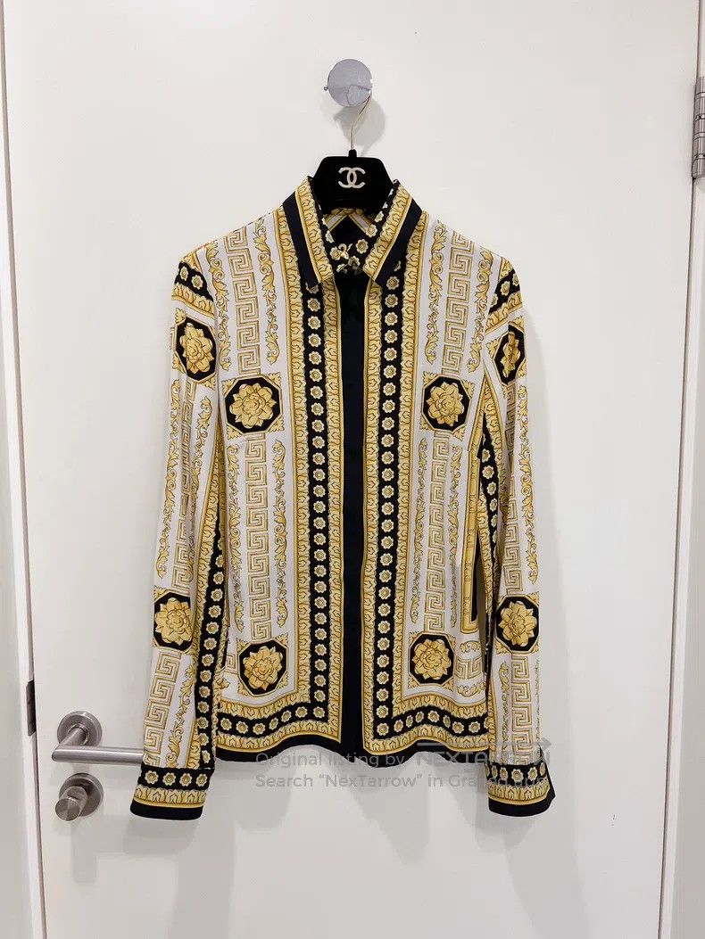 Versace Versace Black gold baroque mulberry silk shirt top Size US M / EU 48-50 / 2 - 1 Thumbnail