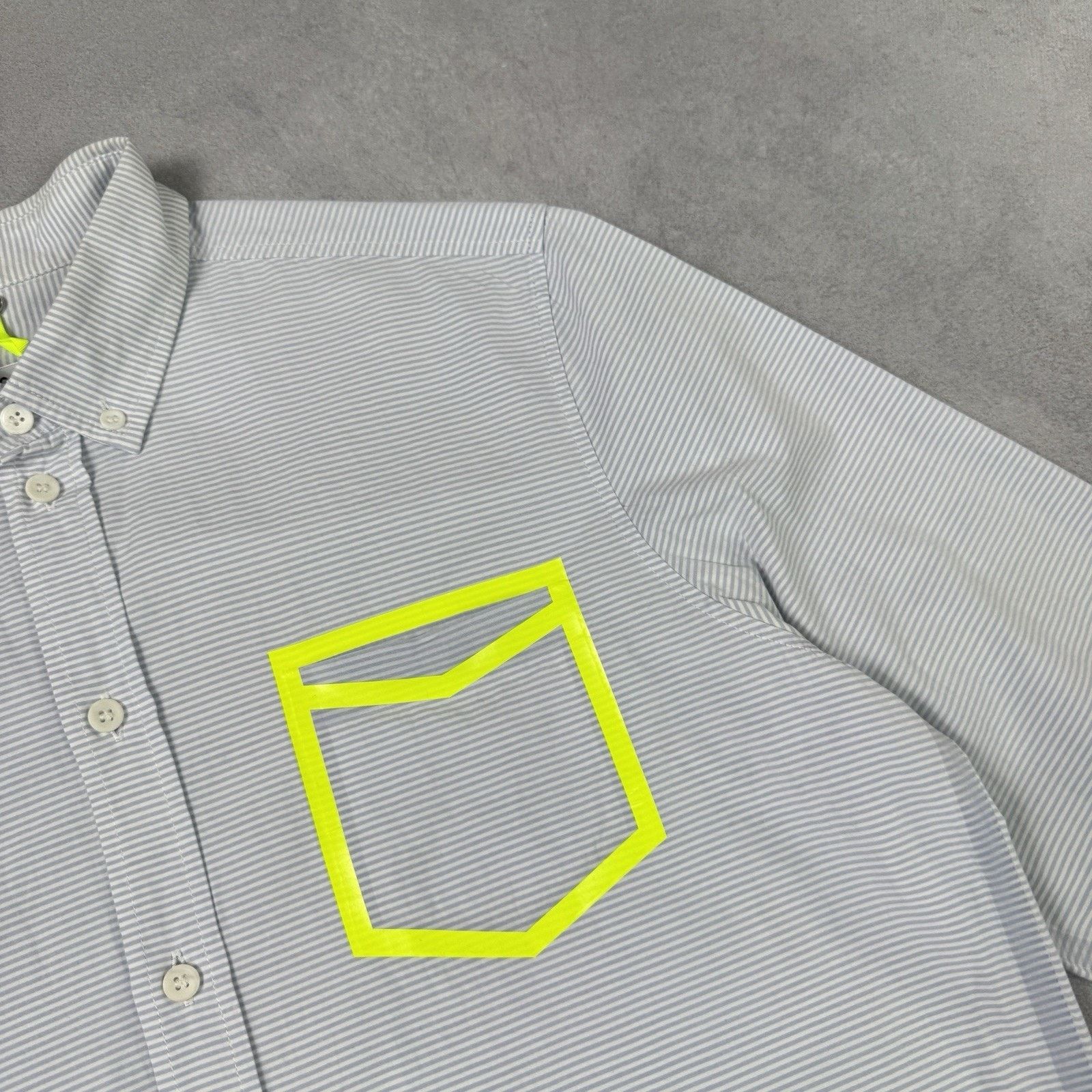 OAMC OAMC LS FRAME SHIRT Lo Blue/White Stripe/Flo Yellow Rigid Size US L / EU 52-54 / 3 - 7 Thumbnail