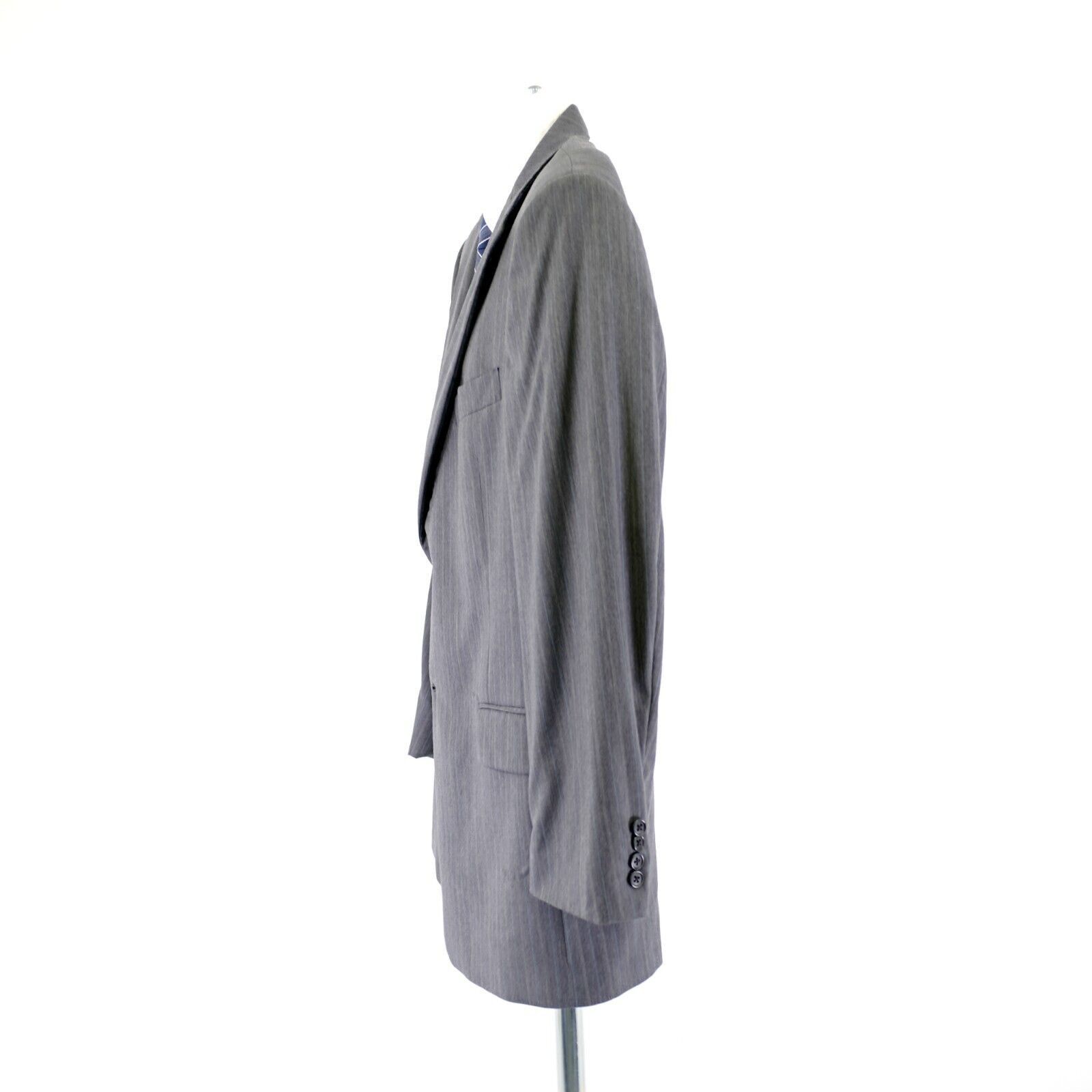 Hart Schaffner Marx Hart Schaffner Marx Wool Gray W/ Blue White Striped 40R / Sl Size 40R - 5 Thumbnail