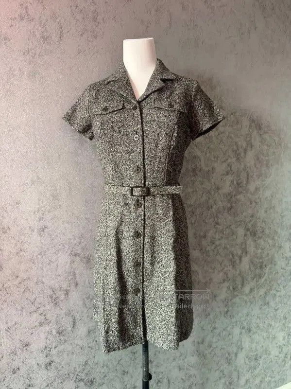 Burberry Burberry Grey Wool Blend Midi Dress. Size L / US 10 / IT 46 - 3 Thumbnail
