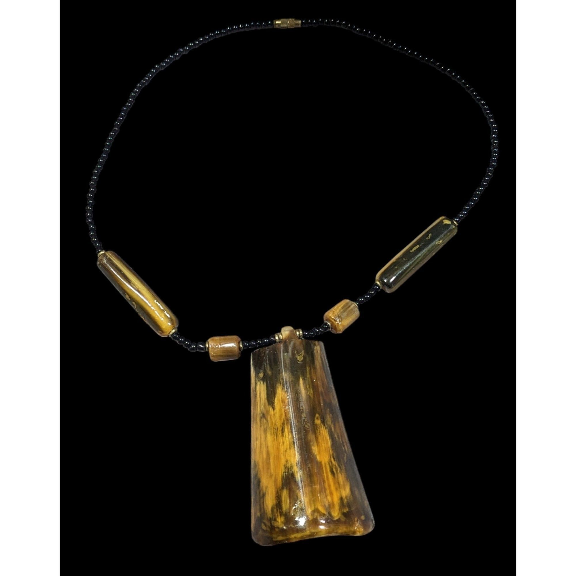 Other Vintage Rustic Beaded Pendant Statement Necklace Size ONE SIZE - 1 Thumbnail