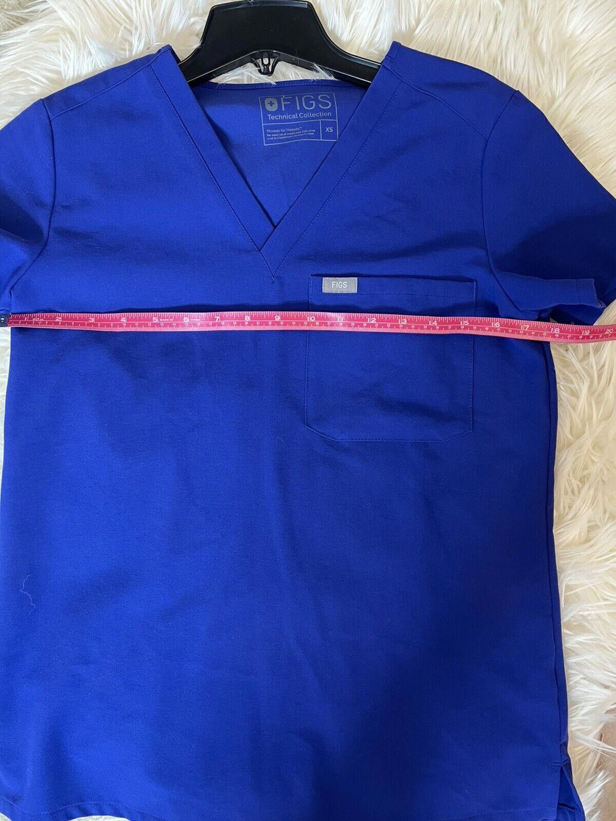 Designer Figs Technical Collection Pocket Medical Scrub Top Blue XS Size ONE SIZE - 4 Thumbnail