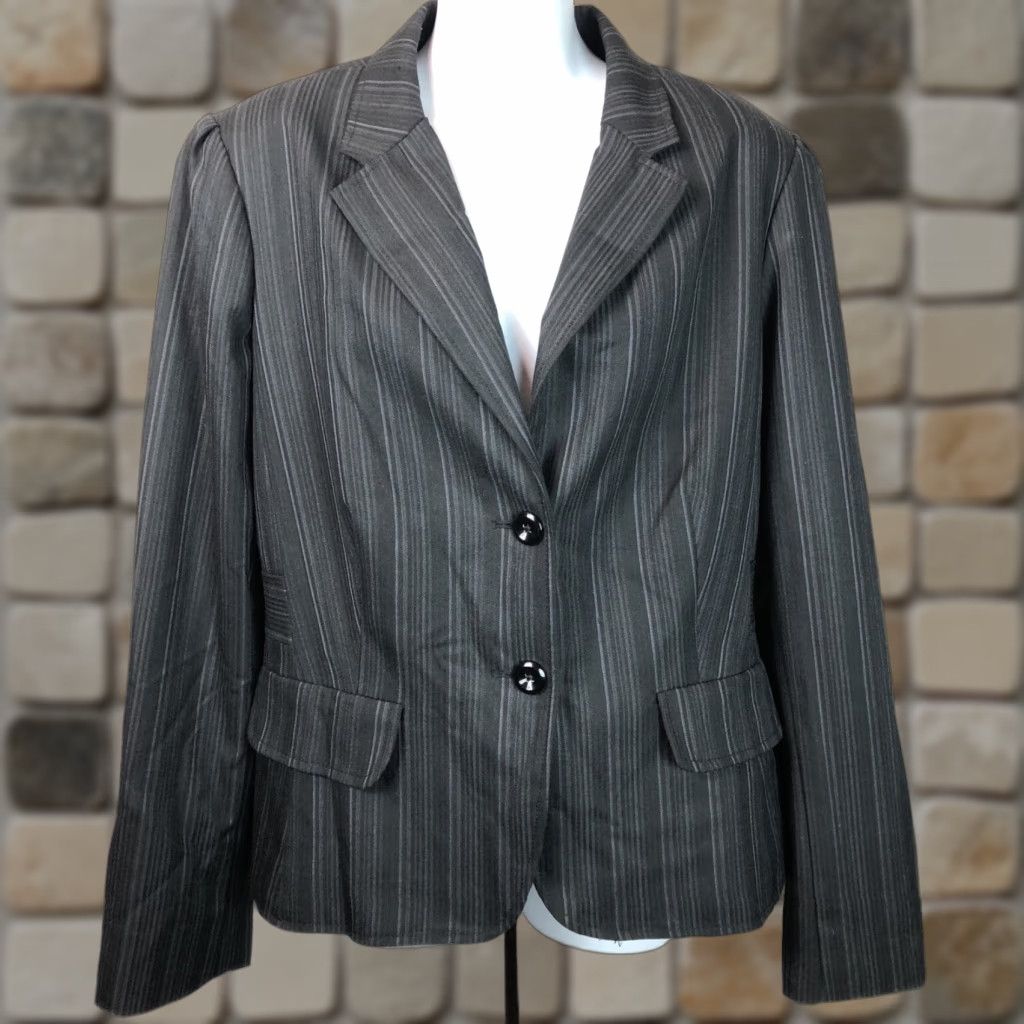 George George Blazer Jacket 16 Black Stripe Notch Collar Double Vent Lined Women Corporate Casual Workwear Blazer Mens? Size XXL / US 16-18 / IT 52-54 - 1 Thumbnail