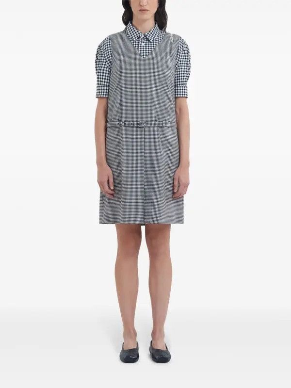 Marni o1w1db10426 Check-Pattern Mini Dress in Black Size L / US 10 / IT 46 - 2 Thumbnail