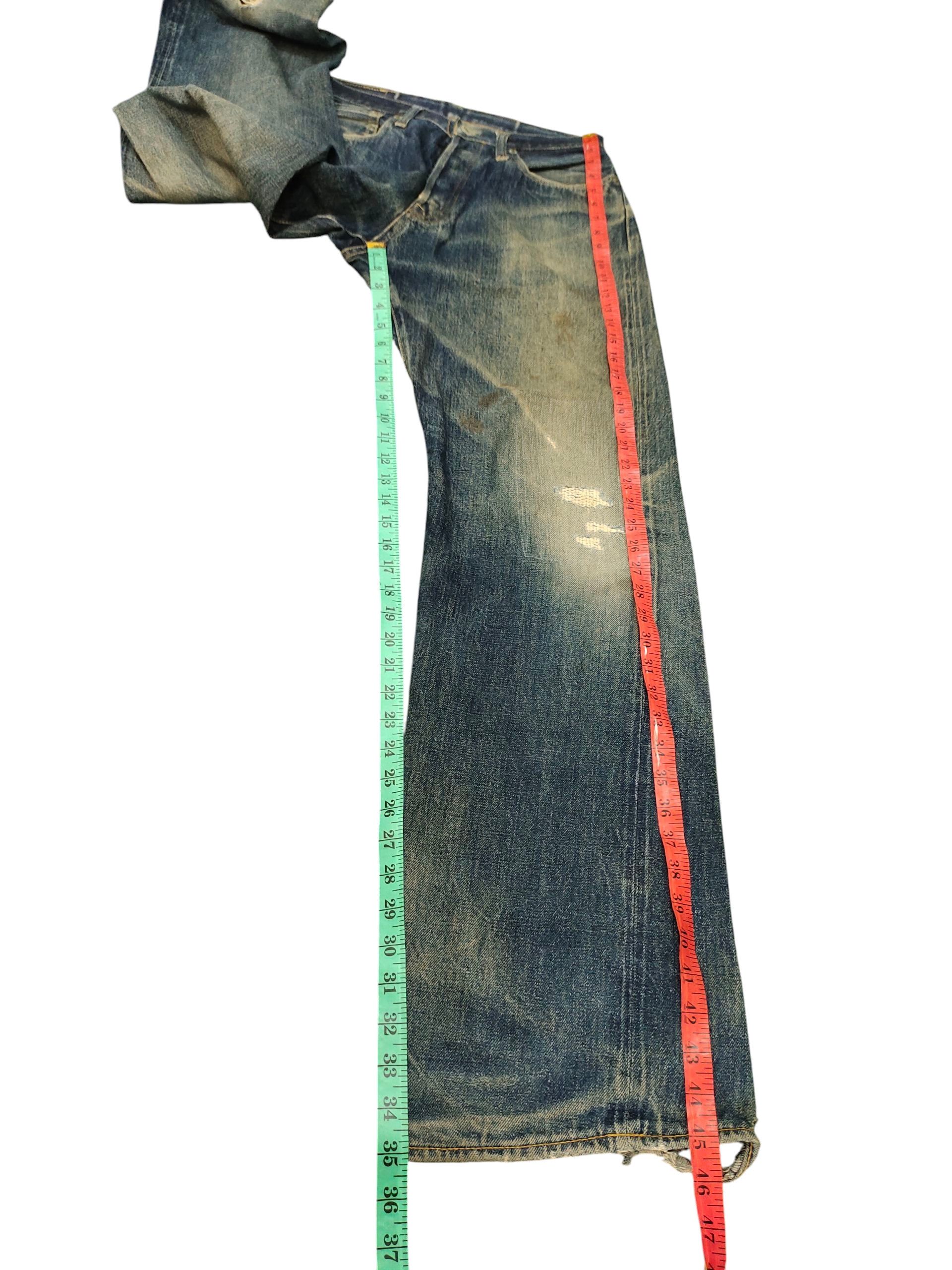 Denime Vintage 90s Denime Selvedge Rusty Clawmark Distress Jeans Size US 30 / EU 46 - 15 Thumbnail