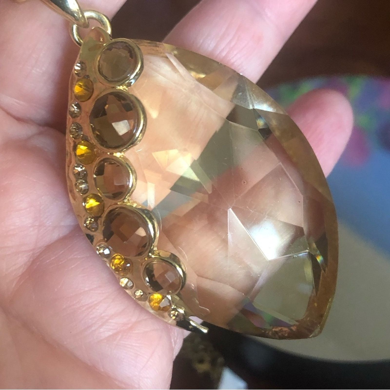 Jewelry Large marquis faceted light brown topaz crystal necklace NWT Size ONE SIZE - 15 Thumbnail