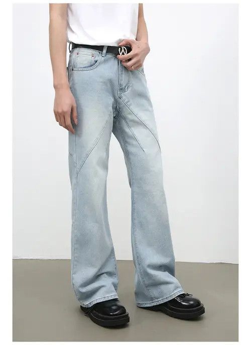 VIBE American retro washed patchwork flared jeans y2k Size US 32 / EU 48 - 4 Thumbnail