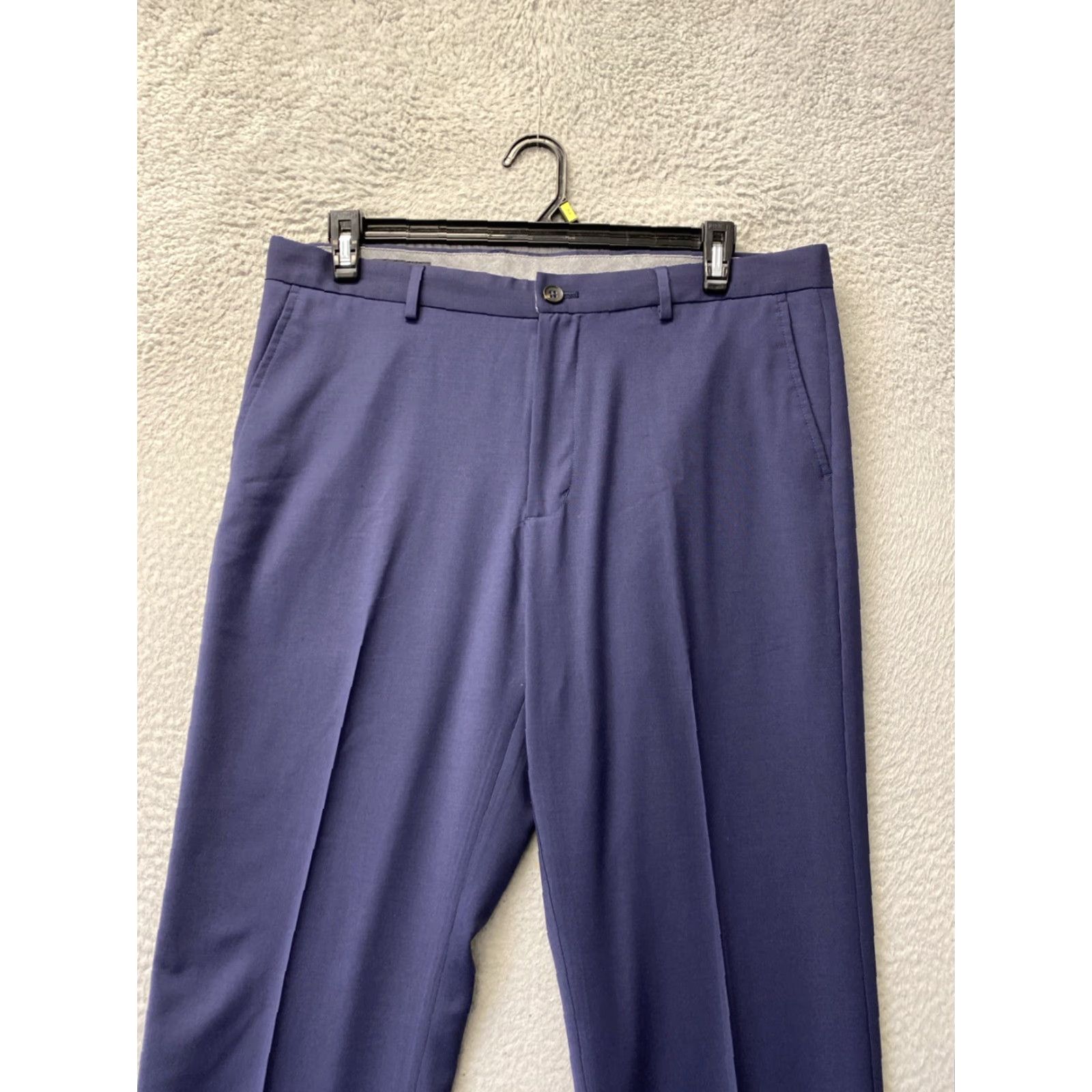 Nordstrom VINTAGE Nordstrom Men's Pants Dress Trousers Flat Front Wool Blend Navy 36x33 Casual Business Size US 36 / EU 52 - 2 Thumbnail