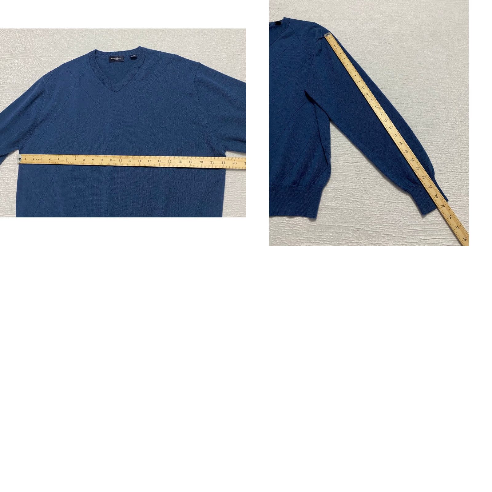 Vintage Patrick Assaraf Linea Rossa Signature Sweater Mens XL Blue V-Neck Argyle Pullover Long Sleeve Knit Size US XL / EU 56 / 4 - 8 Thumbnail