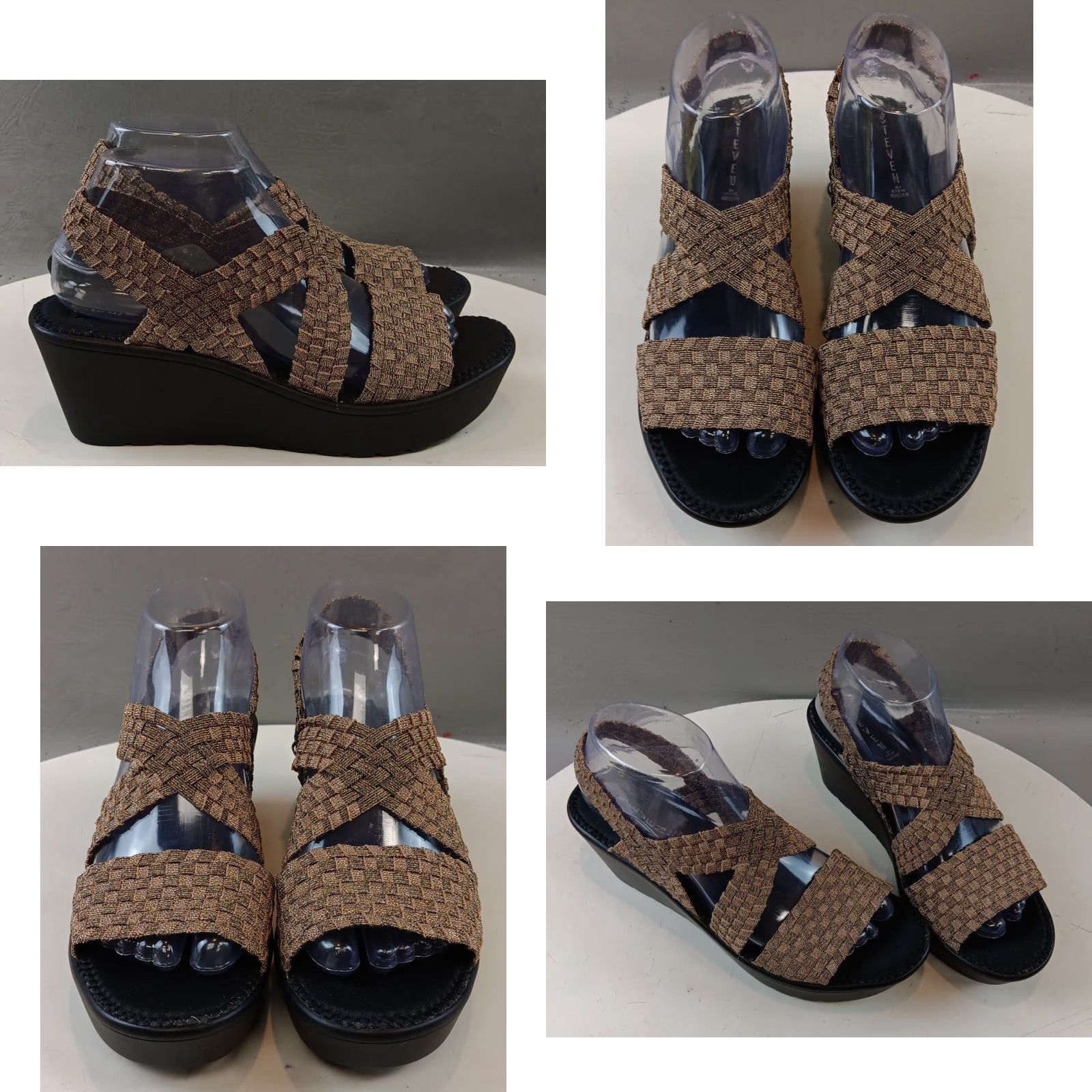 Steve Madden VINTAGE Steven by Steve Madden Wedge Sandals Women's 8.5 Gold Stretch New Size US 9 / IT 39 - 8 Thumbnail