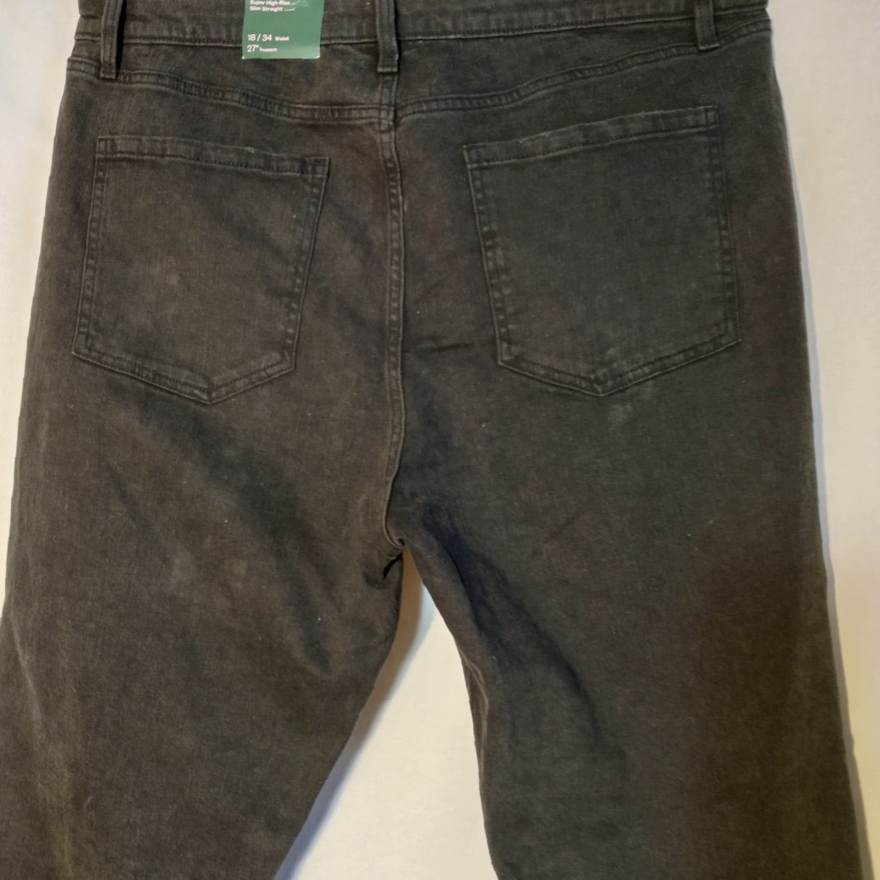 Vintage Wild Fable Jeans Women 18 34x27 Black Super High Rise Slim Straight Distressed Size 40" / US 18 - 4 Thumbnail