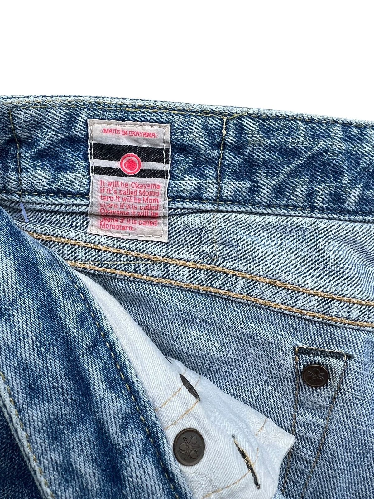 Momotaro Jeans Vintage Momotaro Selvedge Faded Lowrise Denim Jeans Size 31" - 9 Thumbnail