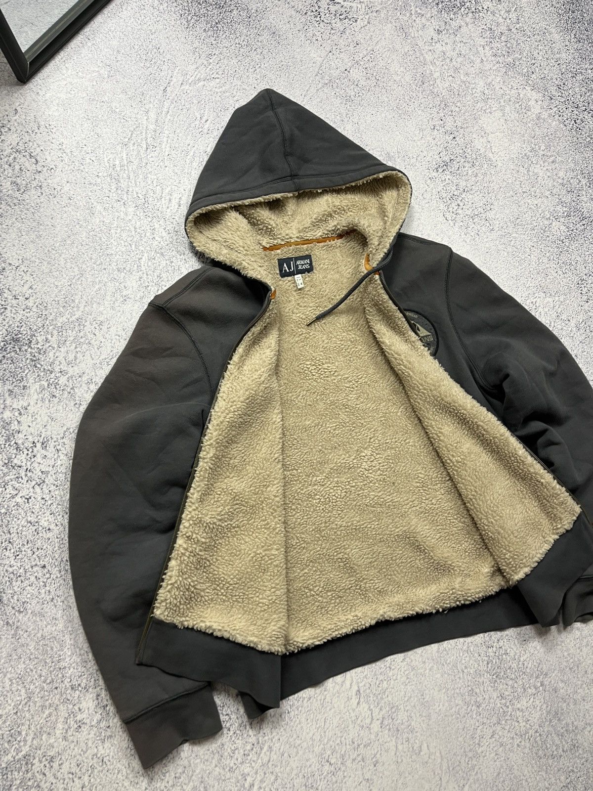 Giorgio Armani × Japanese Brand Armani Jeans Faded Japanese Fur Zip Hoodie Sherpa Jacket Size US M / EU 48-50 / 2 - 13 Thumbnail