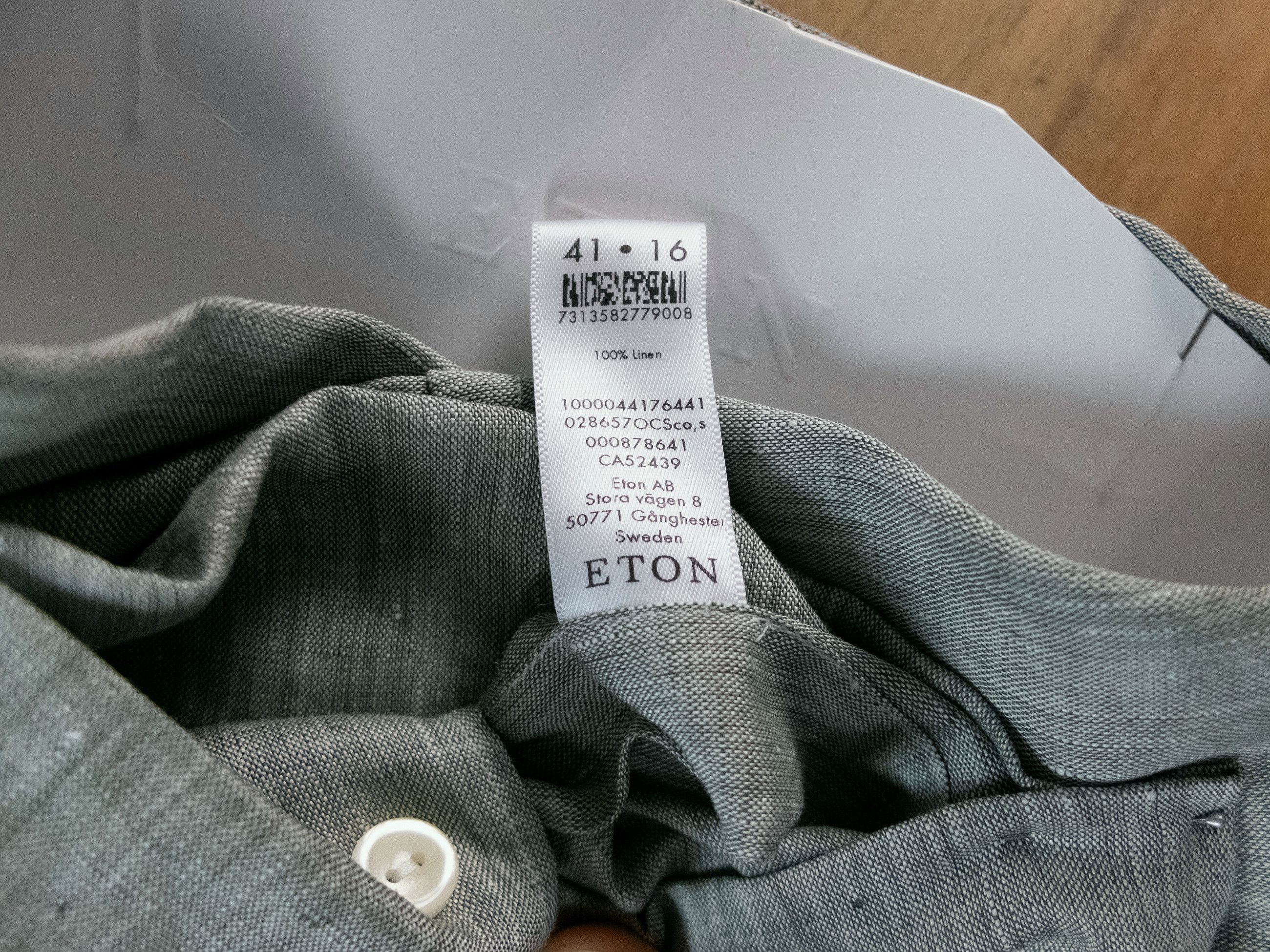 Eton ETON of Sweden contemporary fit green gray linen shirt Large Size US L / EU 52-54 / 3 - 8 Thumbnail