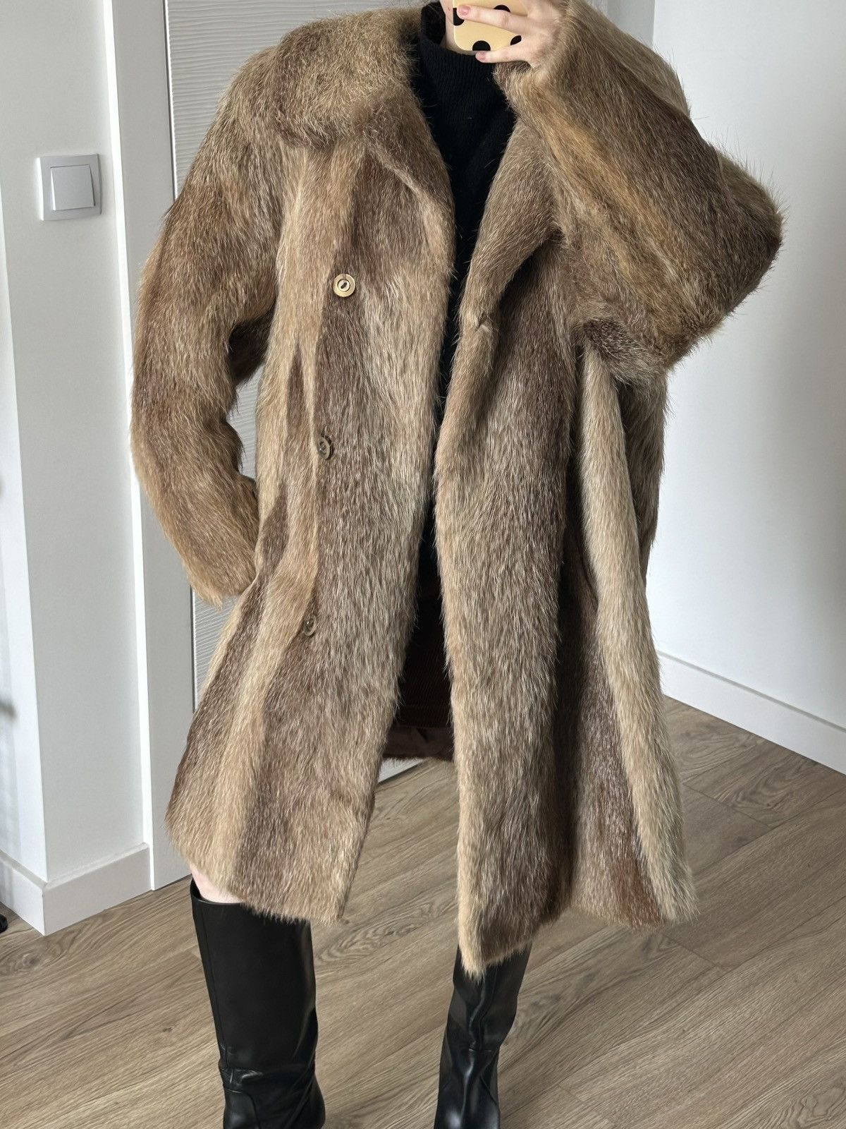 Vintage Real Genuine Y2k Vintage Midi Retro Fur Winter Coat Size L / US 10 / IT 46 - 2 Thumbnail