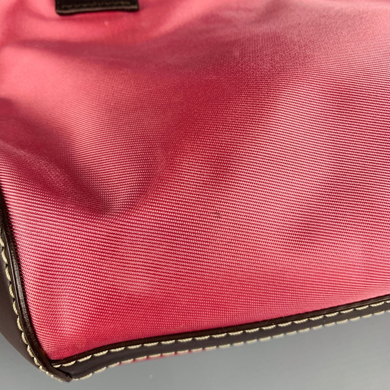 Lancel LANCEL Pink Brown Leather Trim Nylon Mini Handbag Size ONE SIZE - 9 Thumbnail
