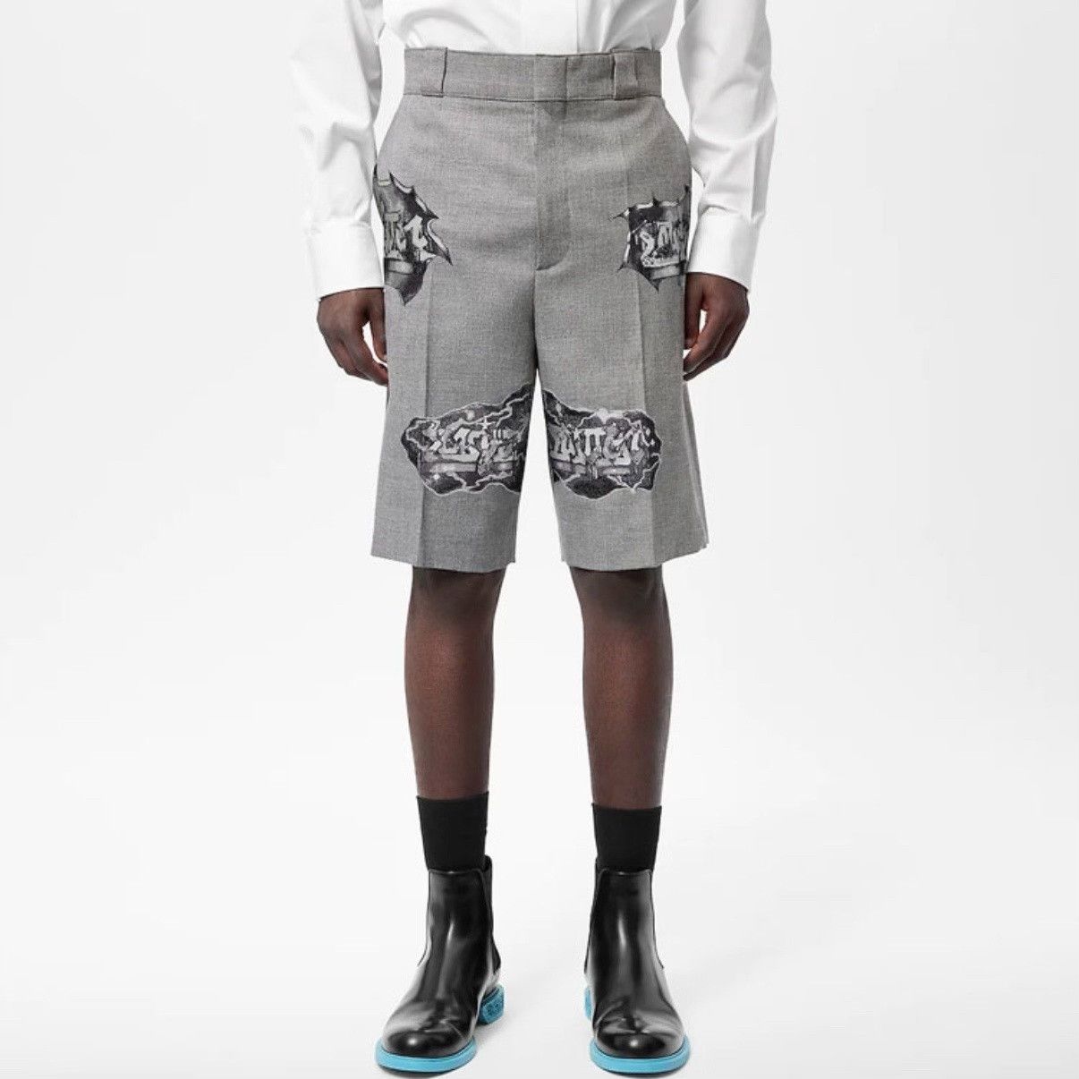 Louis Vuitton LV Gray Graffiti Embroidered Casual Shorts Size US 38 / EU 54 - 7 Thumbnail