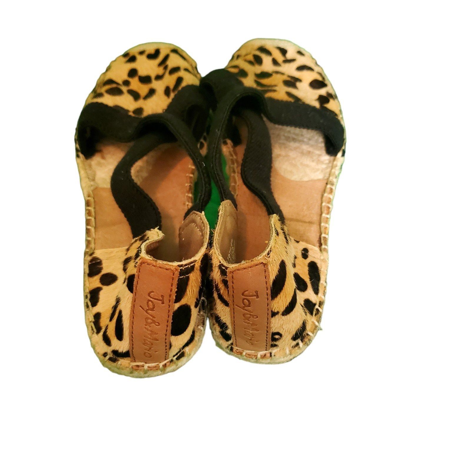 Other Joy & Mario Leopard Print Women's Espadrilles Leather Flats Size US 8.5 / IT 38.5 - 3 Thumbnail