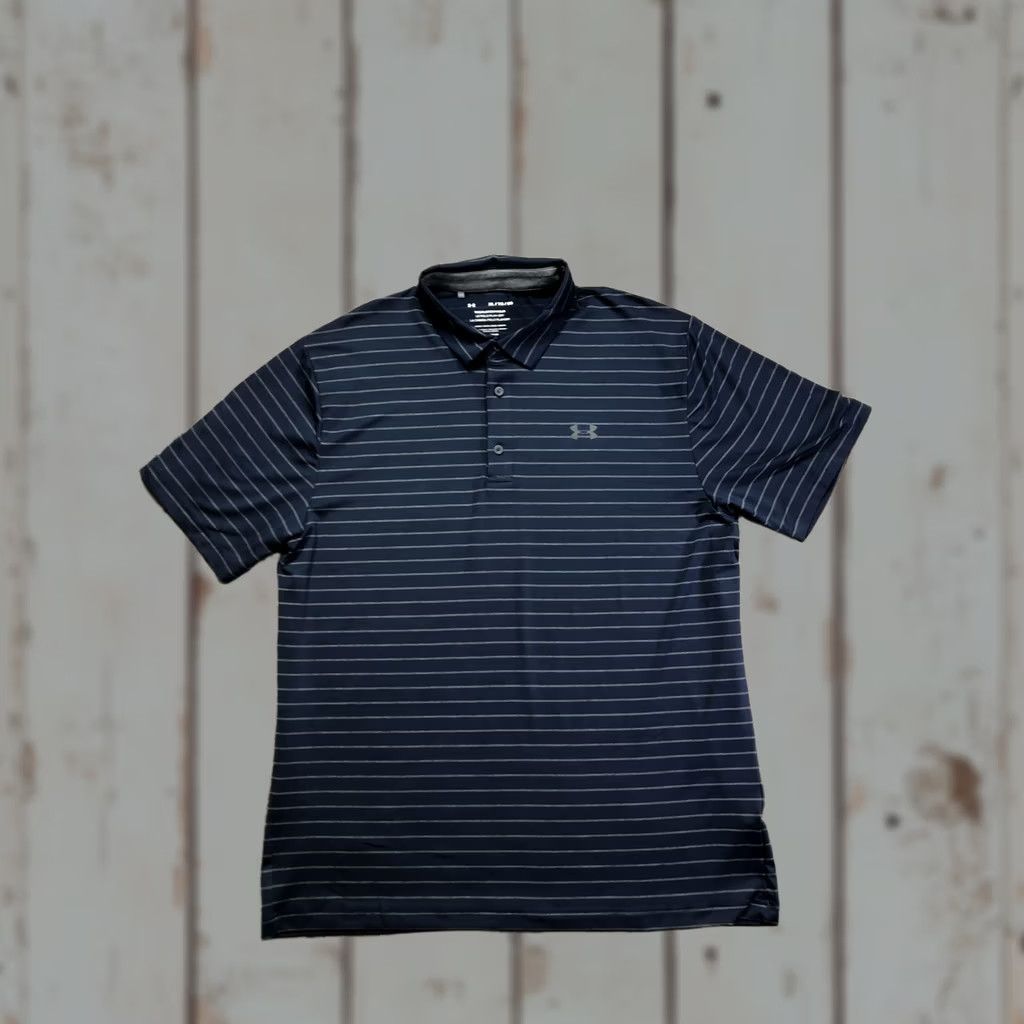 Under Armour Under Armour Playoff Polo Shirt Mens XL Blue Stripe HeatGear Golf Casual Shirt Size US XL / EU 56 / 4 - 1 Thumbnail