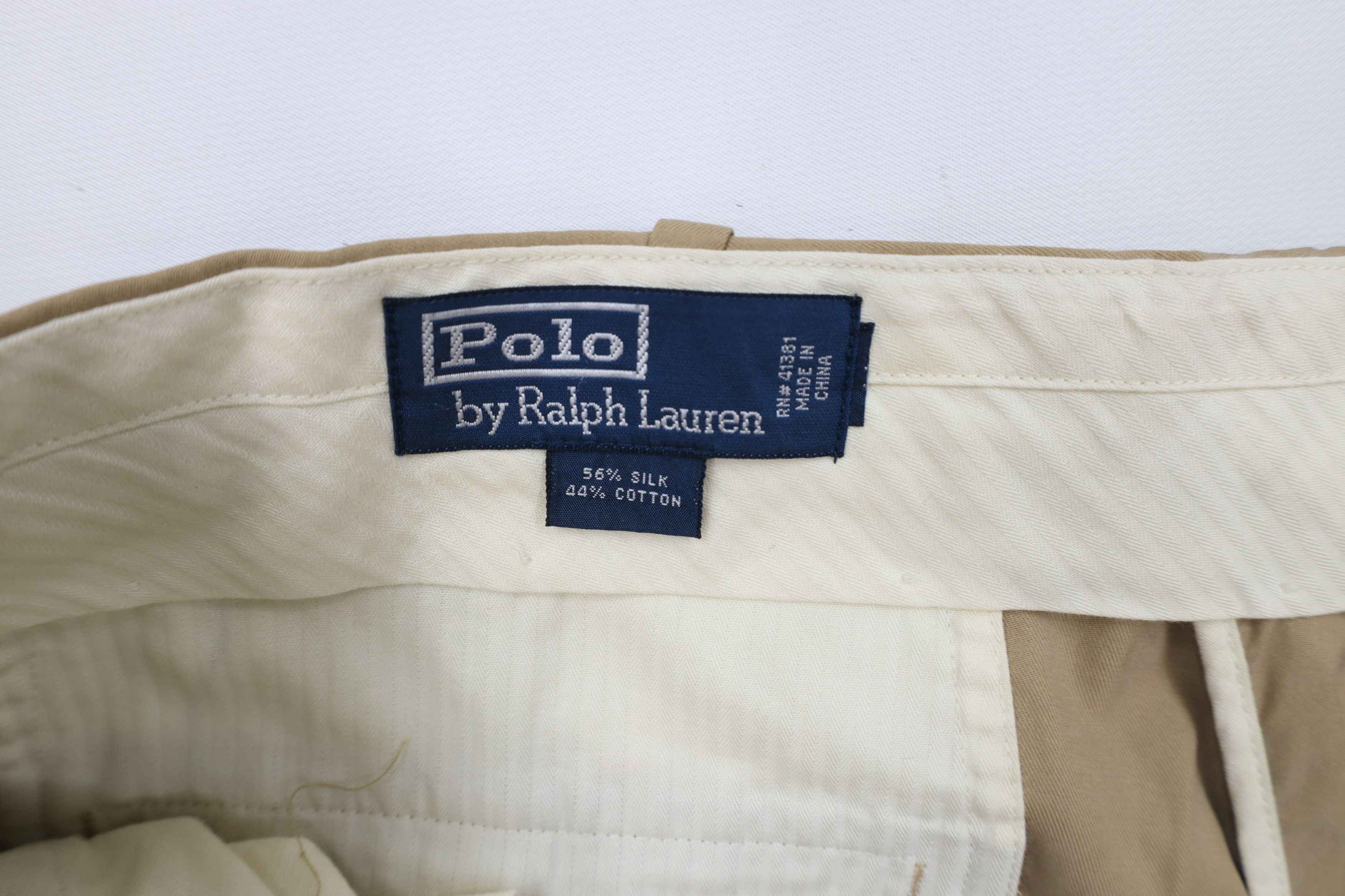 Ralph Lauren × Vintage Vintage 90s Ralph Lauren Blend Wide Leg Chino Pants Beige Size US 36 / EU 52 - 7 Thumbnail