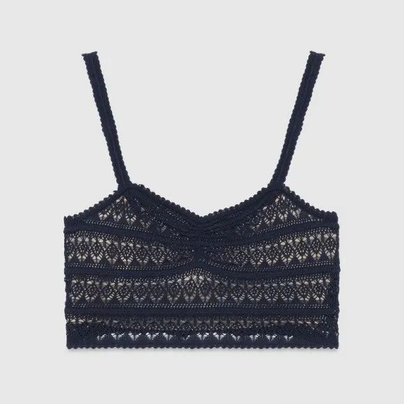 Gucci o1s1wg111025 Cotton Lace Top in Dark Blue Size L / US 10 / IT 46 - 1 Preview