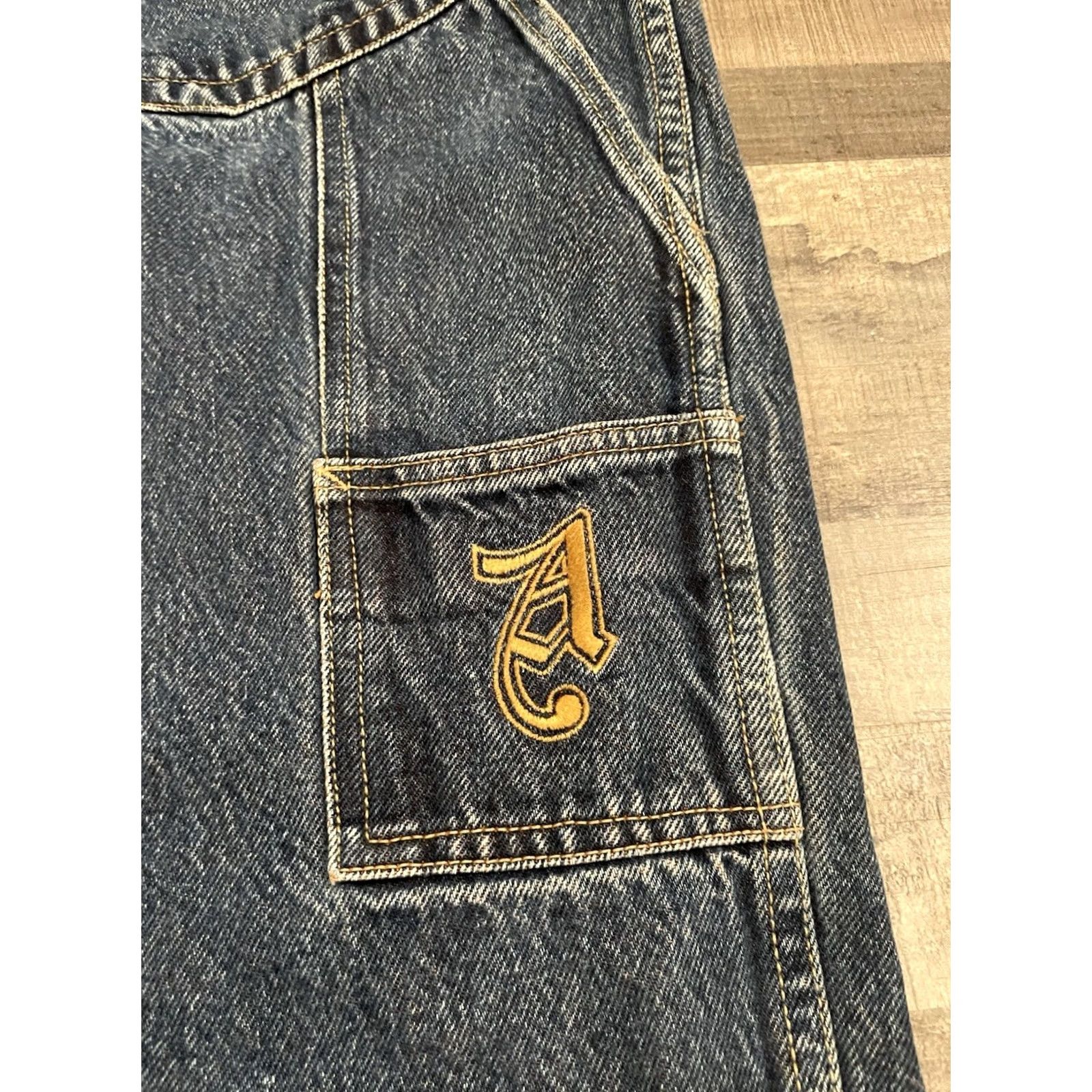 Avirex Vtg Avirex Jeans Men Size 42 (40x32) Baggy Embroidered Y2K 90s Wide Leg (F518) - Vintage Denim Size US 42 / EU 58 - 4 Thumbnail