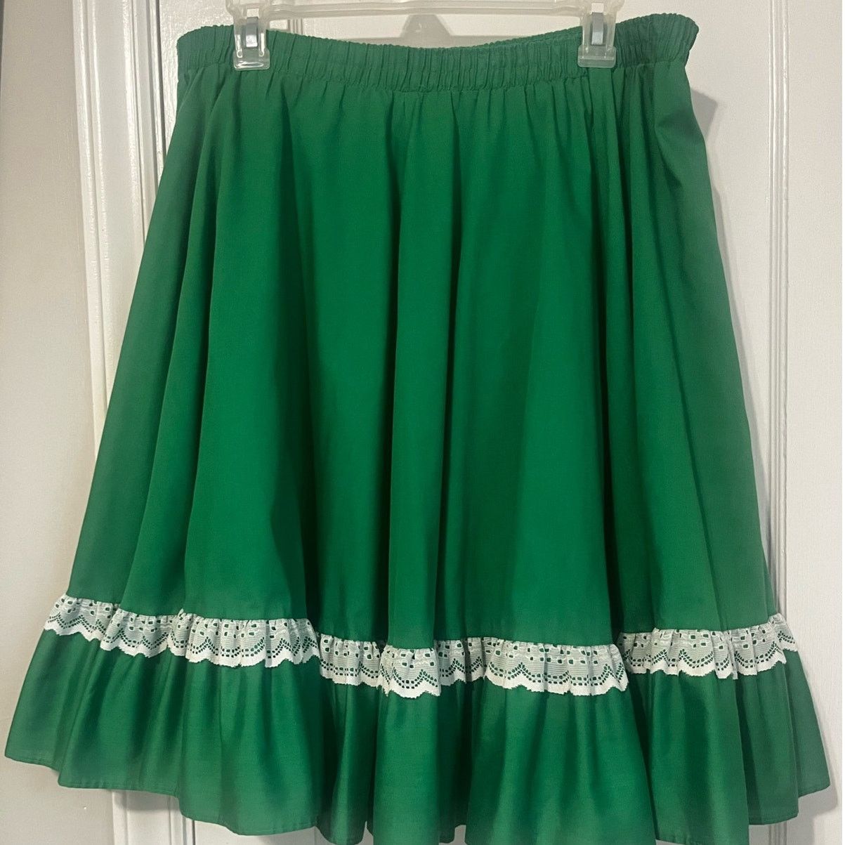Vintage Vintage 60s Partners Please Green Ruffle Skirt Med Western Size 40" / US 18 - 1 Thumbnail