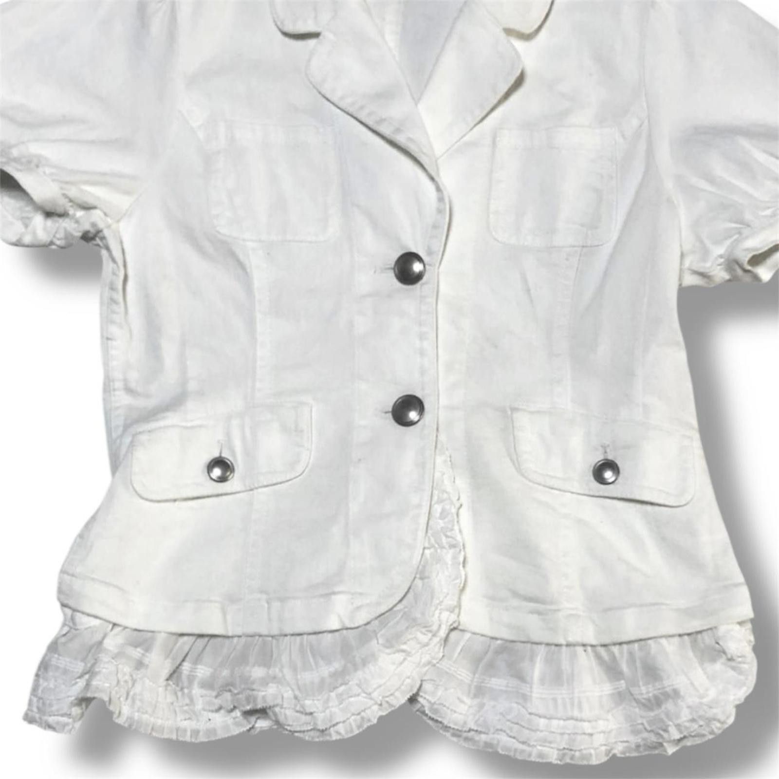 Other Fairy core preppy white denim blouse jacket with lace frill Size XS / US 0-2 / IT 36-38 - 5 Thumbnail