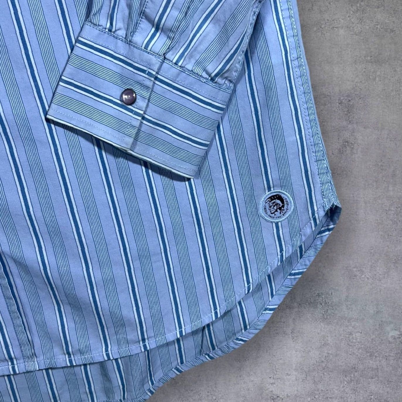Diesel Diesel Western Style Blue Striped Cotton Popper Button Long Sleeve Shirt Medium Mens Regular Size US M / EU 48-50 / 2 - 3 Thumbnail
